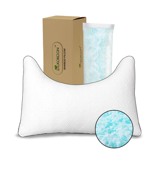 Viscose from Bamboo Cooling Pillow – Ideal for Neck & Shoulder Pain, Adjustable Shredded Memory Foam for Back, Stomach & Side Sleepers - Queen Size