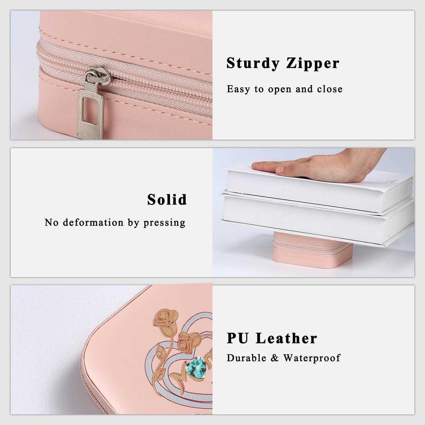 Luxury Pink PU Leather Jewelry Box for Mom - Perfect for Earrings, Rings, Necklaces | Ideal for Mother's Day, Christmas, Thanksgiving