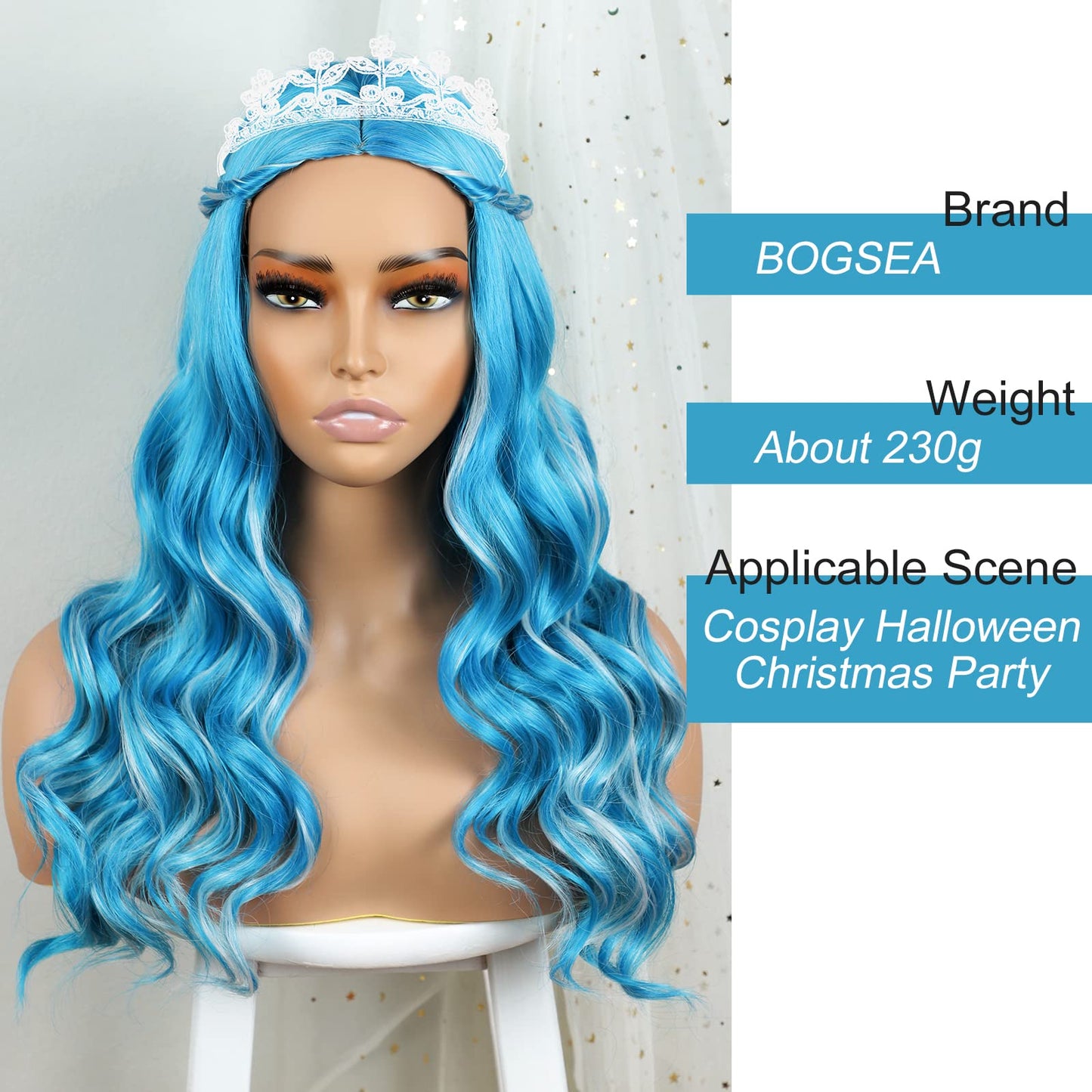 22" Blue/White Braids Alien Wig for Kids Halloween Costume/Cosplay