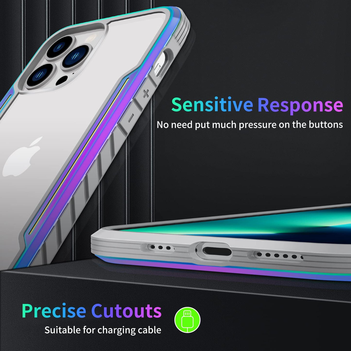 Blue/Purple Shockproof Military-Grade TPU Metal iPhone 13 Pro MagSafe Cas
