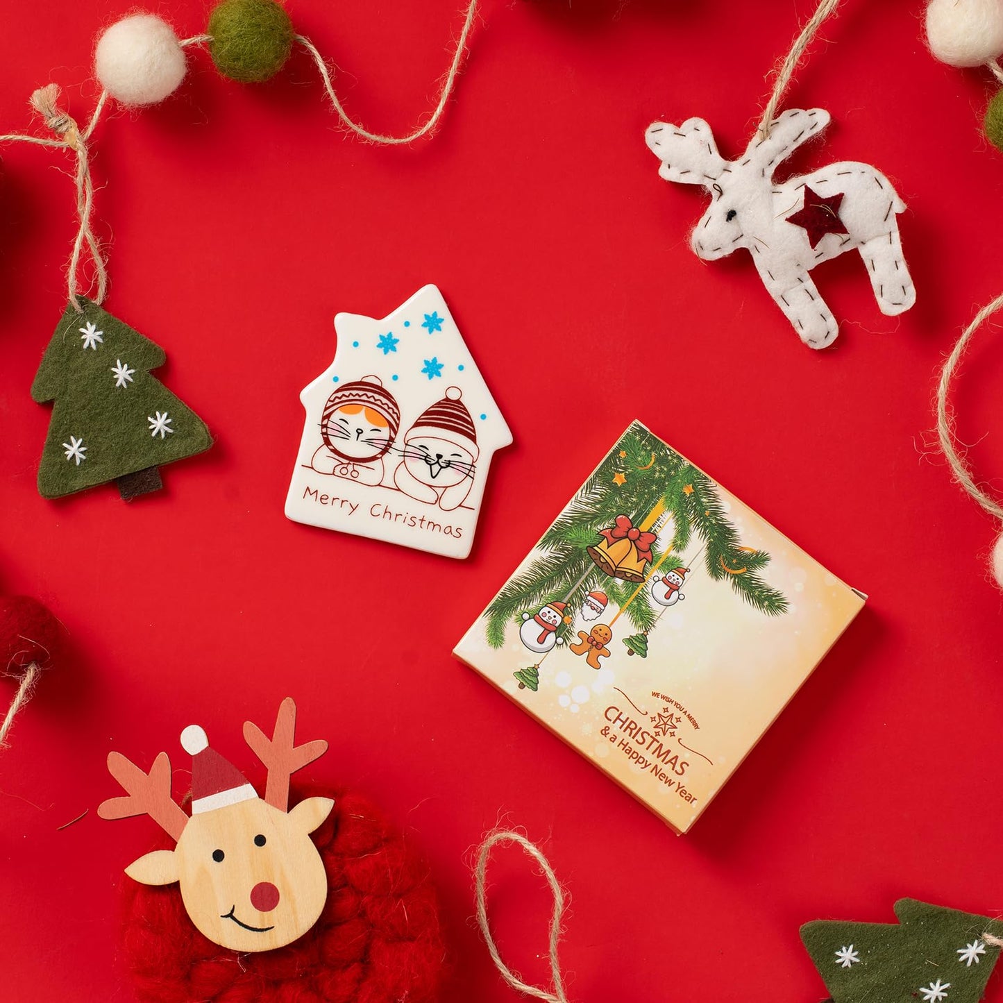 Glow-in-the-Dark Christmas Ornaments: Ceramic Cut Cat & Festive Designs for Xmas Decor