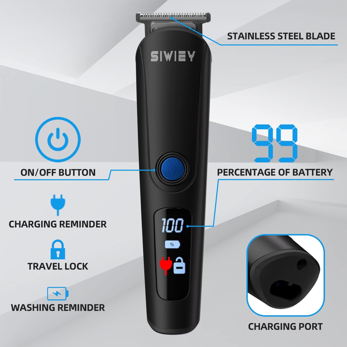5-in-1 Hair Clipper & Beard Trimmer Kit: IPX6 Waterproof, LED Display, Low Noise