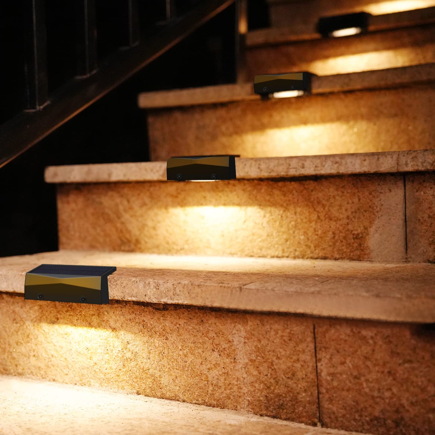6-Pack Solar Deck Lights Outdoor: 7-Color LED Waterproof Step & Poolside Lights