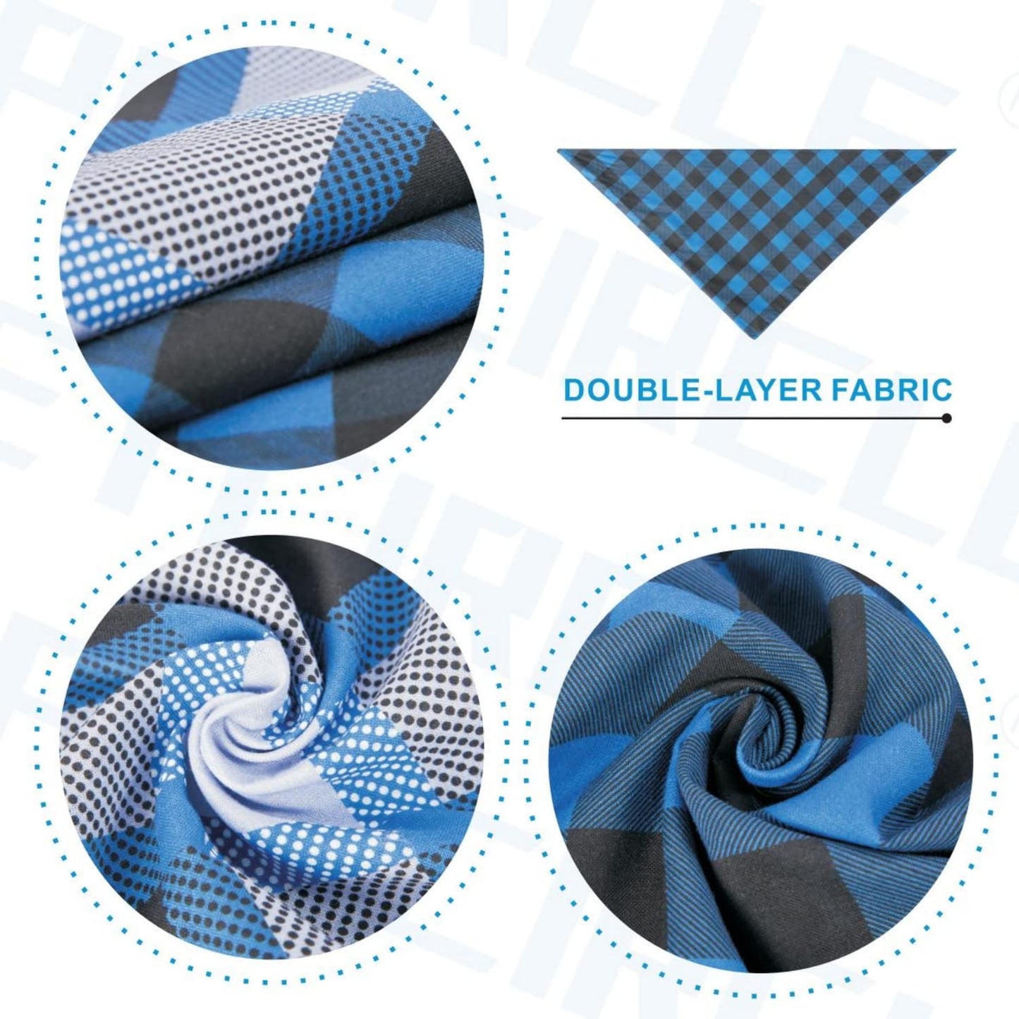 2pk Double Layer Dog/Cat/Pet Bandanas/Scarves for 6.7"-16" Neck