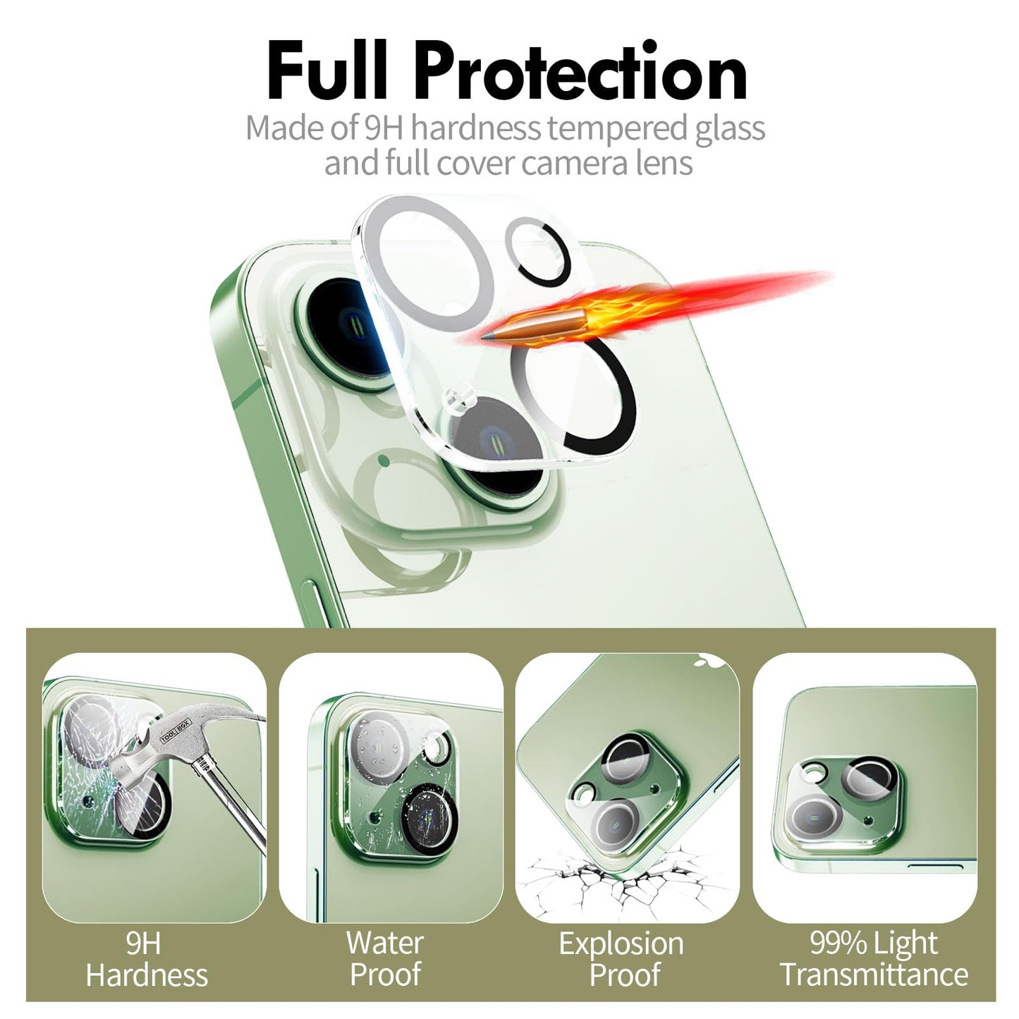Premium Camera Lens Protector for iPhone 15 & 15 Plus, Ultra HD 9H Hardness Tempered Glass, Anti-Scratch, Night Shooting Mode, High Light Transmittance, Easy Installation, Full Coverage, Case Friendly
