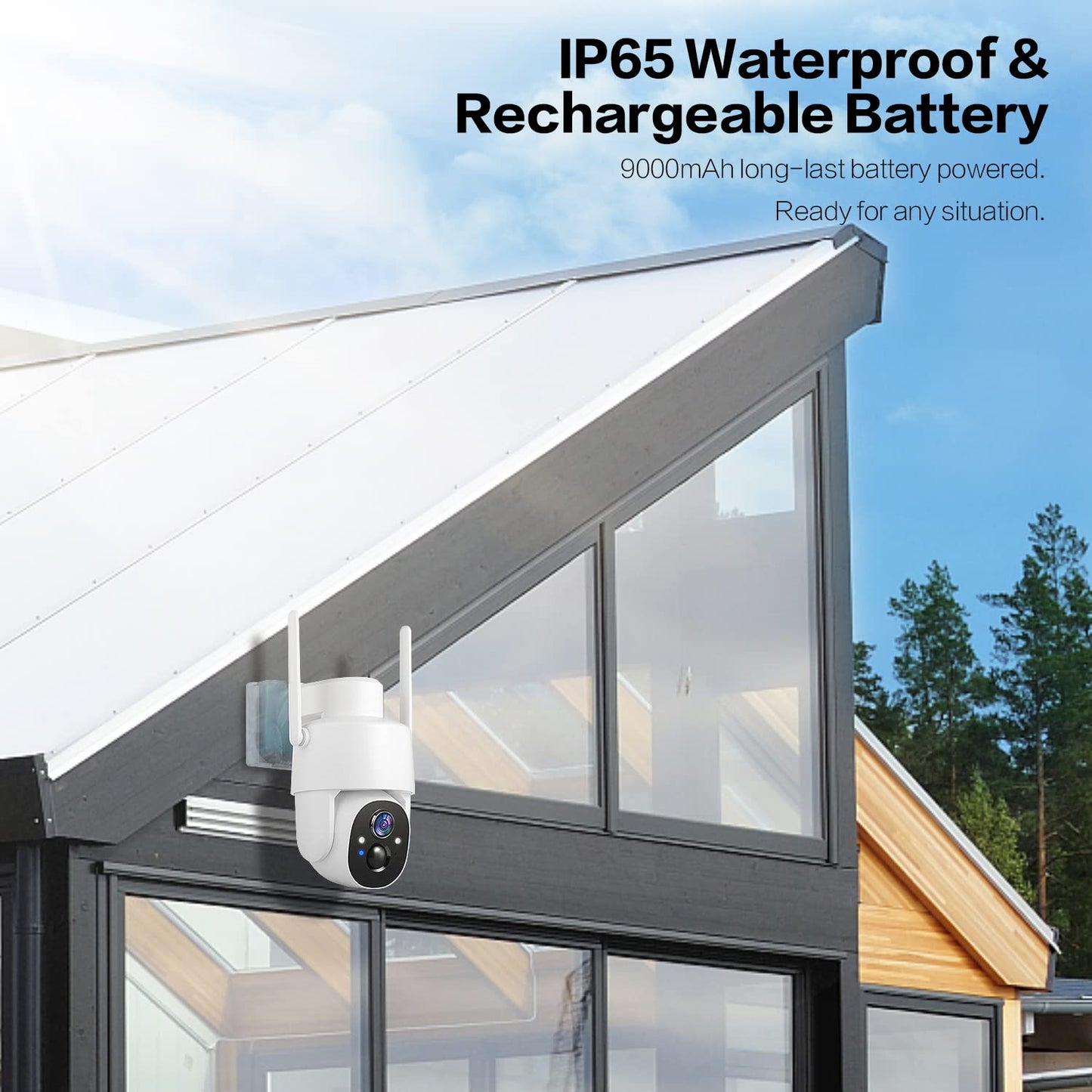 Wireless Outdoor Security Camera - 2K, Pan-Tilt 360°, Battery Powered, 2-Way Talk, 3MP PTZ, WiFi, Cloud/SD Storage, Color Night Vision, Spotlight, Siren, IP65 Waterproof, Smart AI Detection, Device Sharing