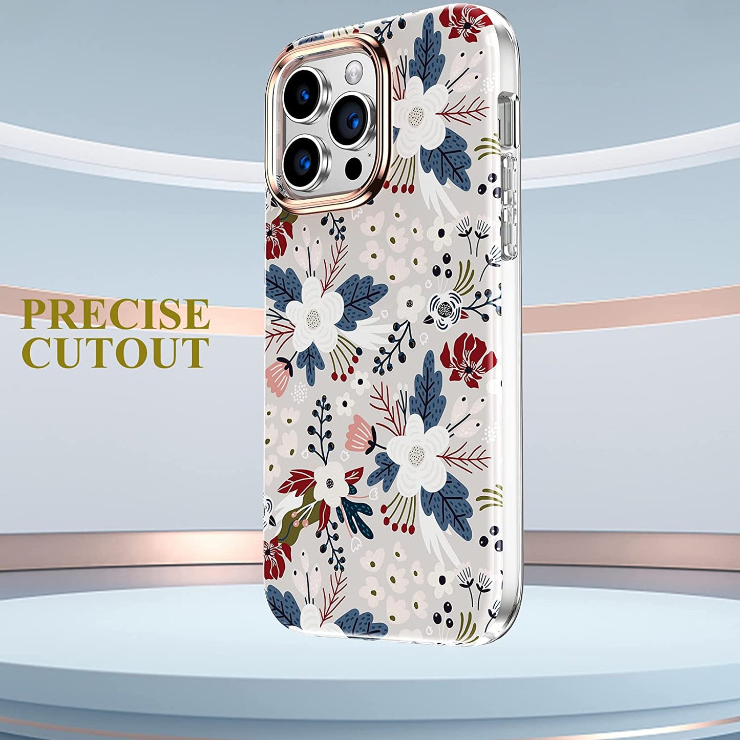 iPhone 14 Pro Max Flowers & Berries Bumper Case w/ Built-in Screen Protector