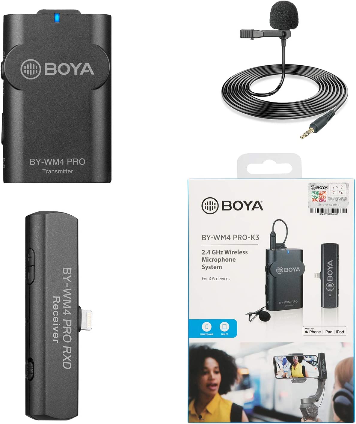 BOYA BY-WM4 PRO-K3 2.4 GHz Wireless Microphone System For iOS Devices