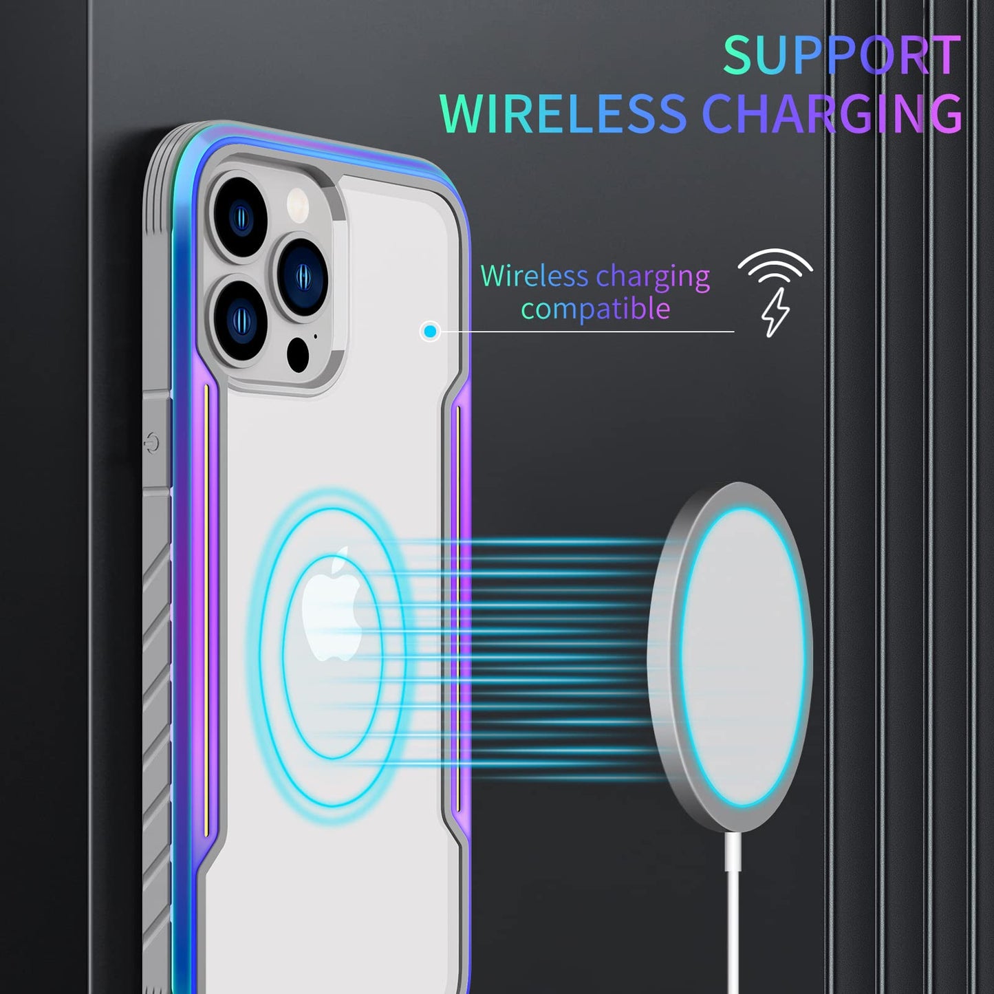 Blue/Purple Shockproof Military-Grade TPU Metal iPhone 13 Pro MagSafe Cas