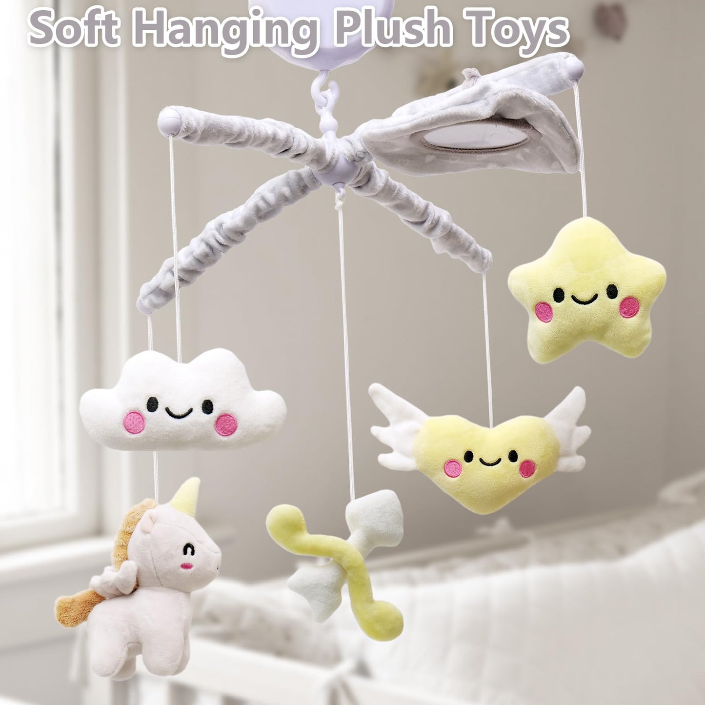 Musical Box Baby Crib Mobile w/ Mirror/3 Modes/Volume Control/36 Lullabies