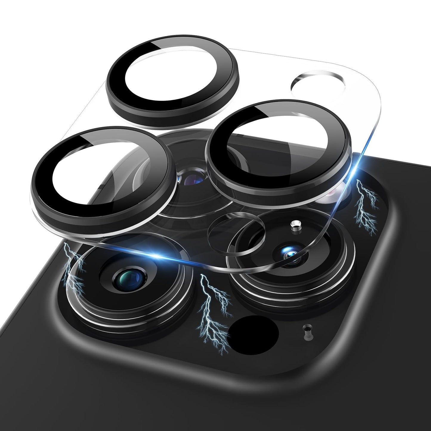 Ultimate Protection for Your iPhone 15 Pro/Pro Max Camera Lens: Discover the Resilience of 9H Tempered Glass Combined with an Acrylic and Aluminium Alloy Ring in Classic Black