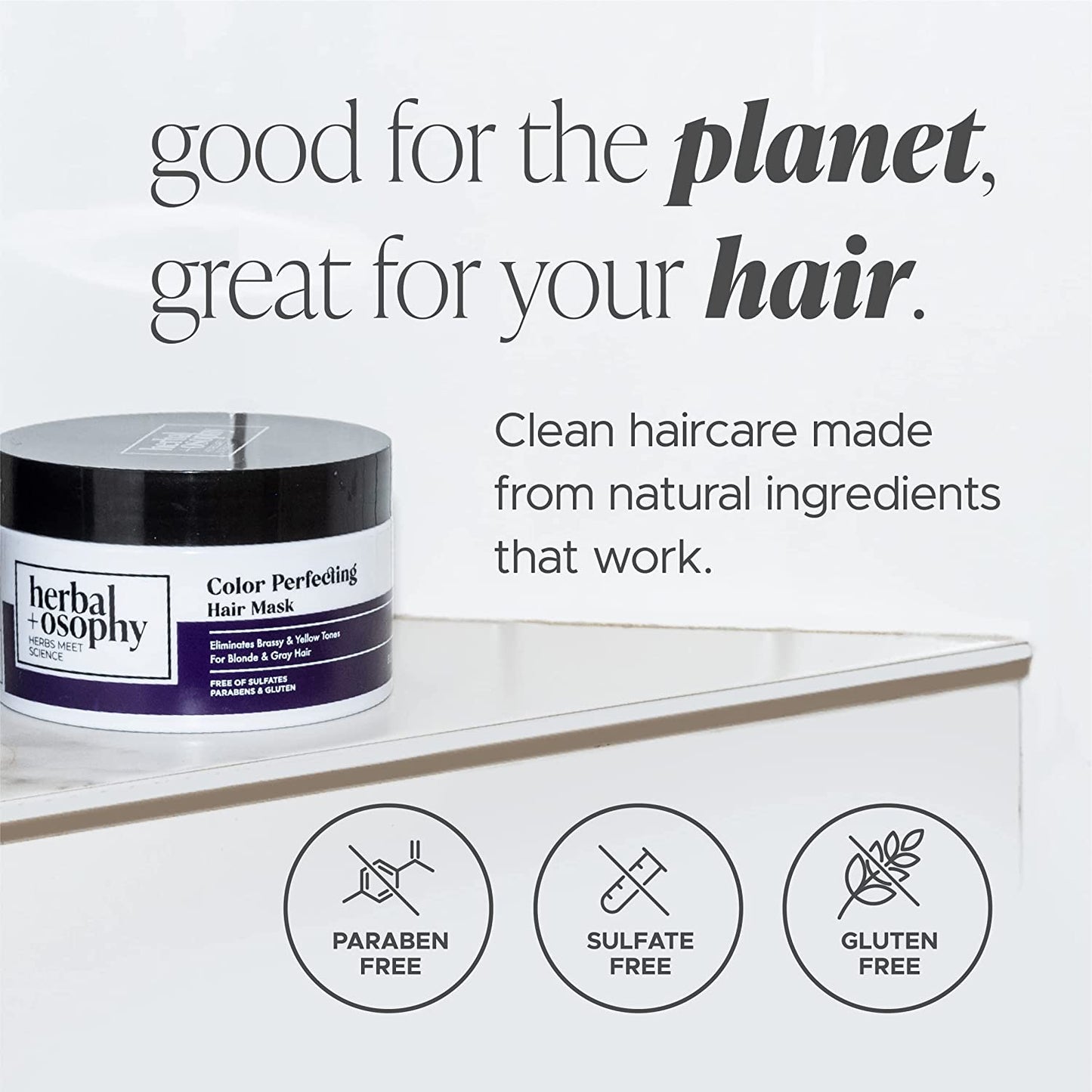 8.5oz Herbalosophy Color Perfecting Purple Hair Mask – Add Shine while Protecting Your Color – Salon-Quality Haircare with Natural, Healthy Ingredients, Vegan, Sulfate & Paraben Free