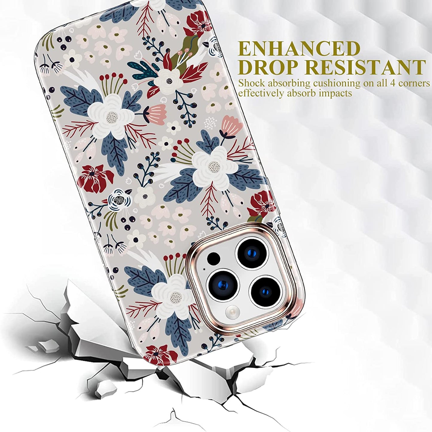 iPhone 14 Pro Max Flowers & Berries Bumper Case w/ Built-in Screen Protector