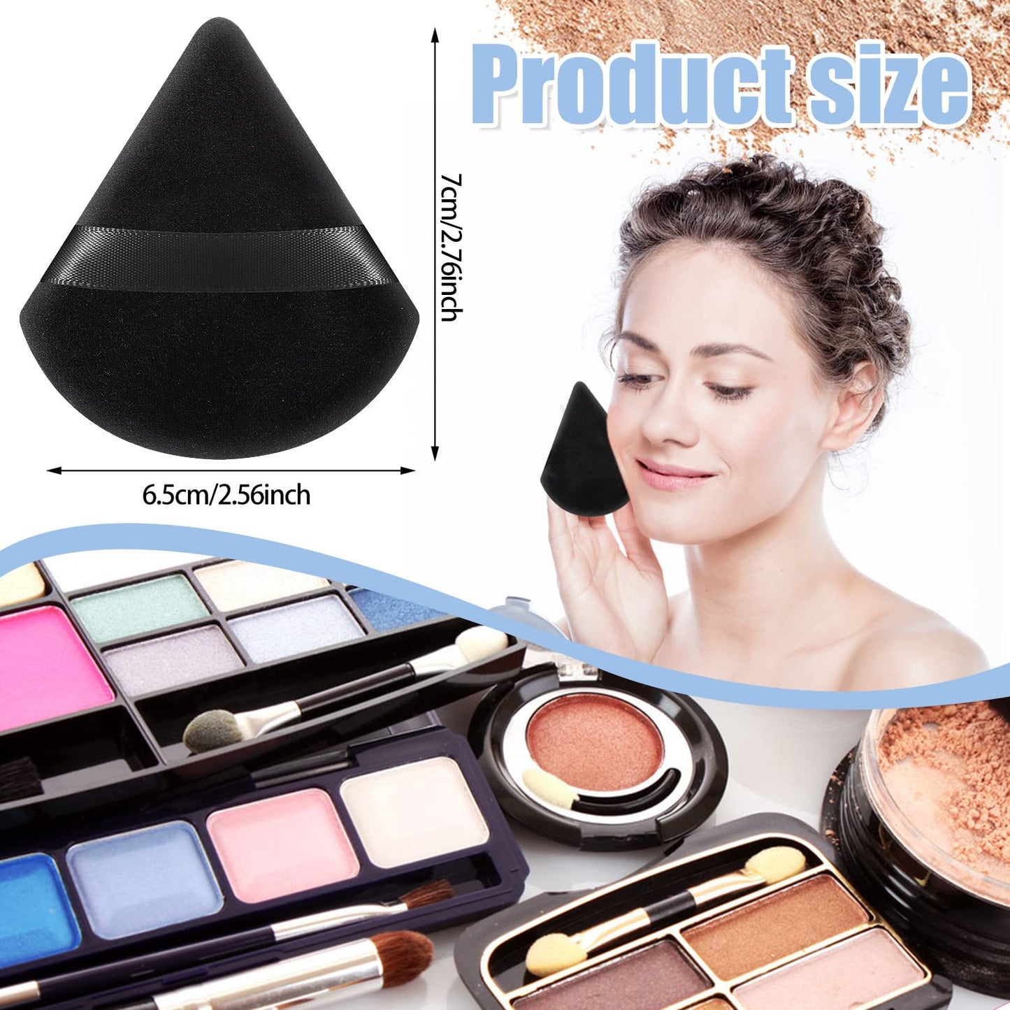 6pk (3 Black/3 White) Soft Triangle Makeup/Powder Puff/Sponge for Loose Powder