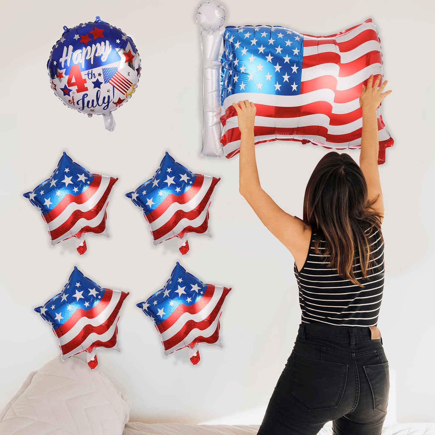 Pack of 8 Reusable Easy to Inflate Durable Premium Quality 4th of July Balloons