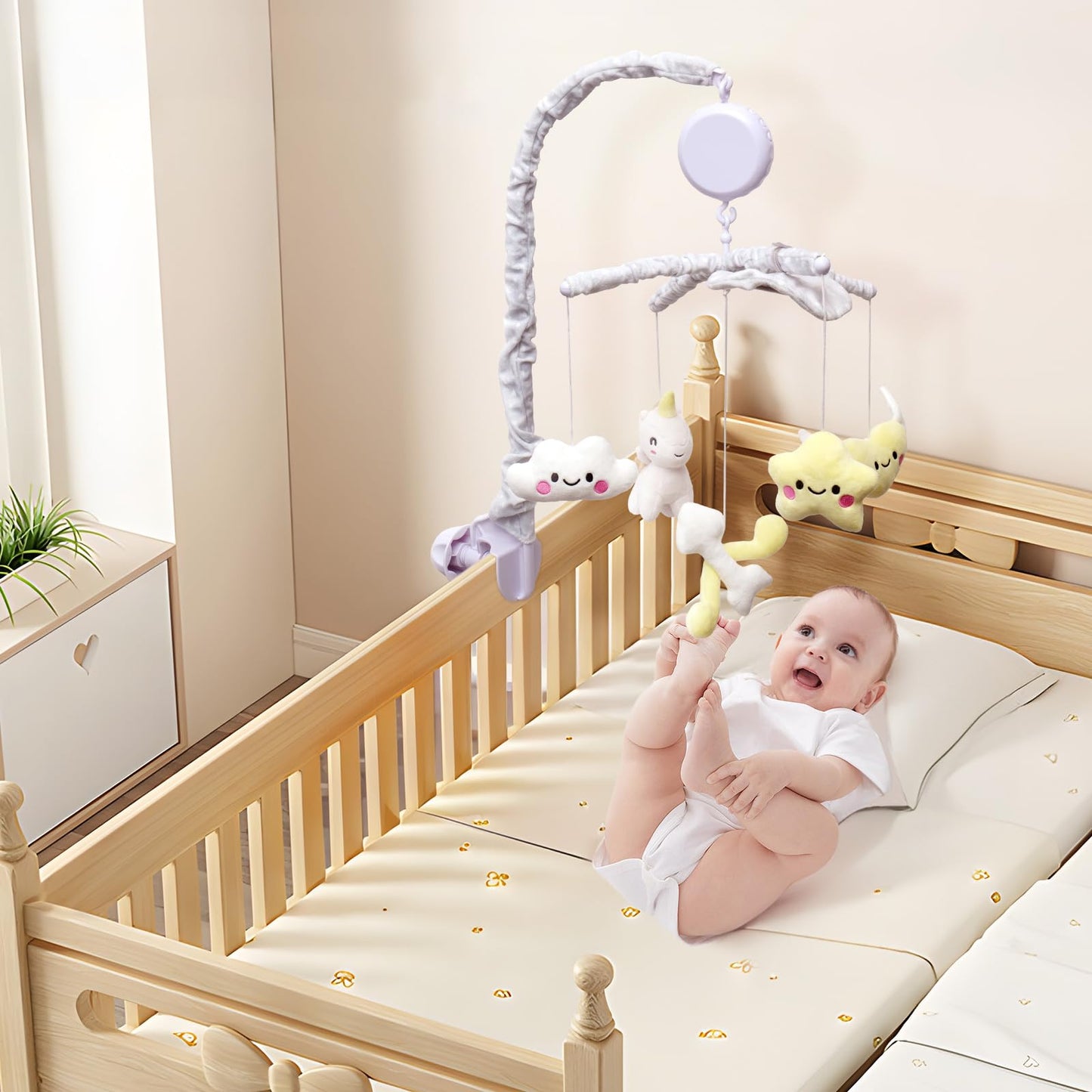 Musical Box Baby Crib Mobile w/ Mirror/3 Modes/Volume Control/36 Lullabies
