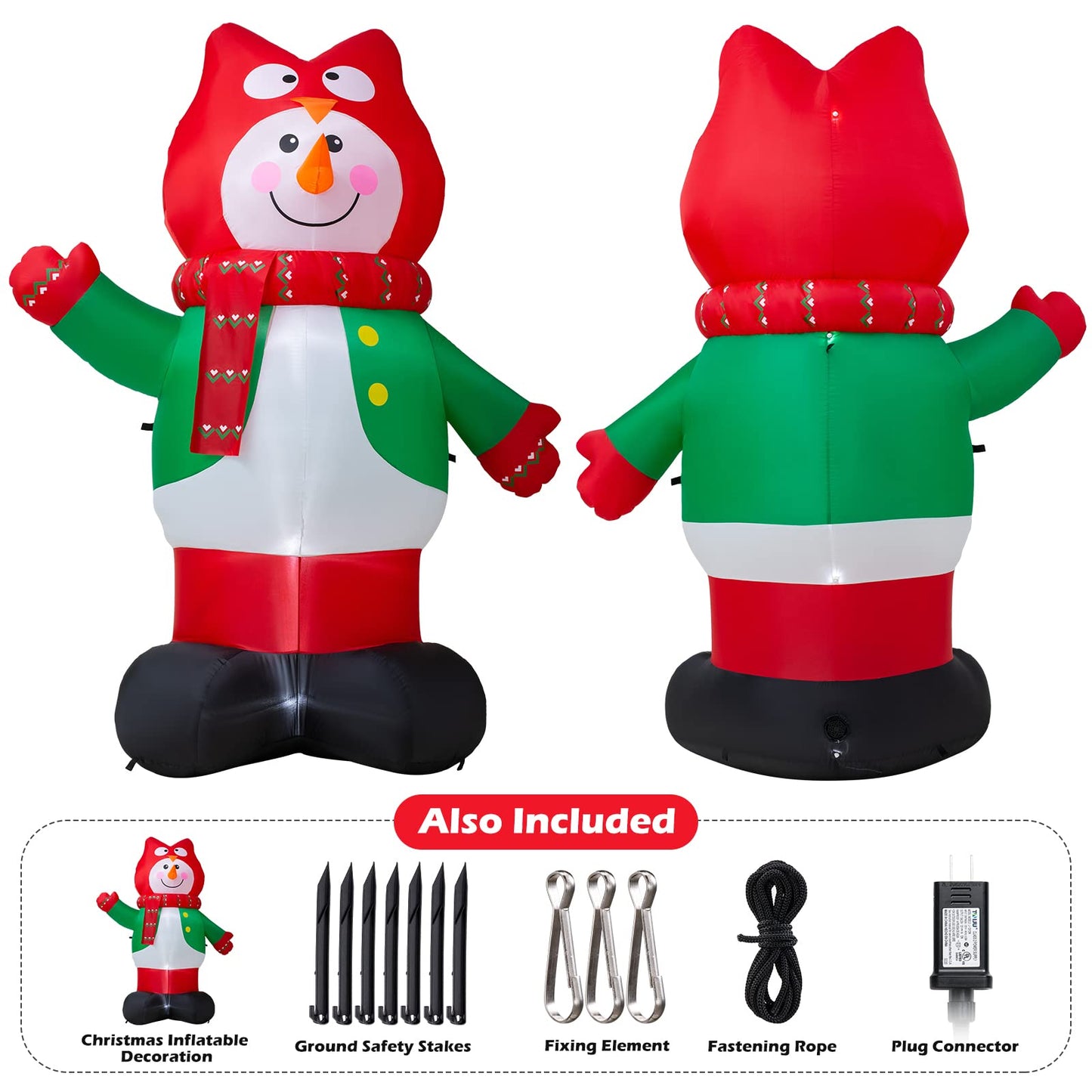Brighten Your Holidays with a 8FT Inflatable Snowman - LED Lit Outdoor & Indoor Christmas Decoration for Yard & Home