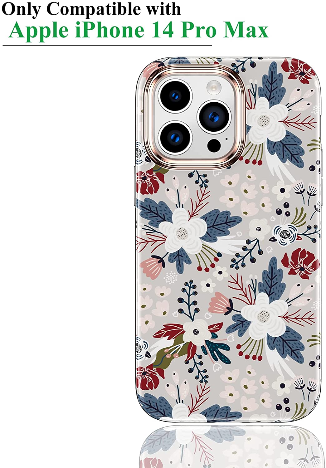 iPhone 14 Pro Max Flowers & Berries Bumper Case w/ Built-in Screen Protector