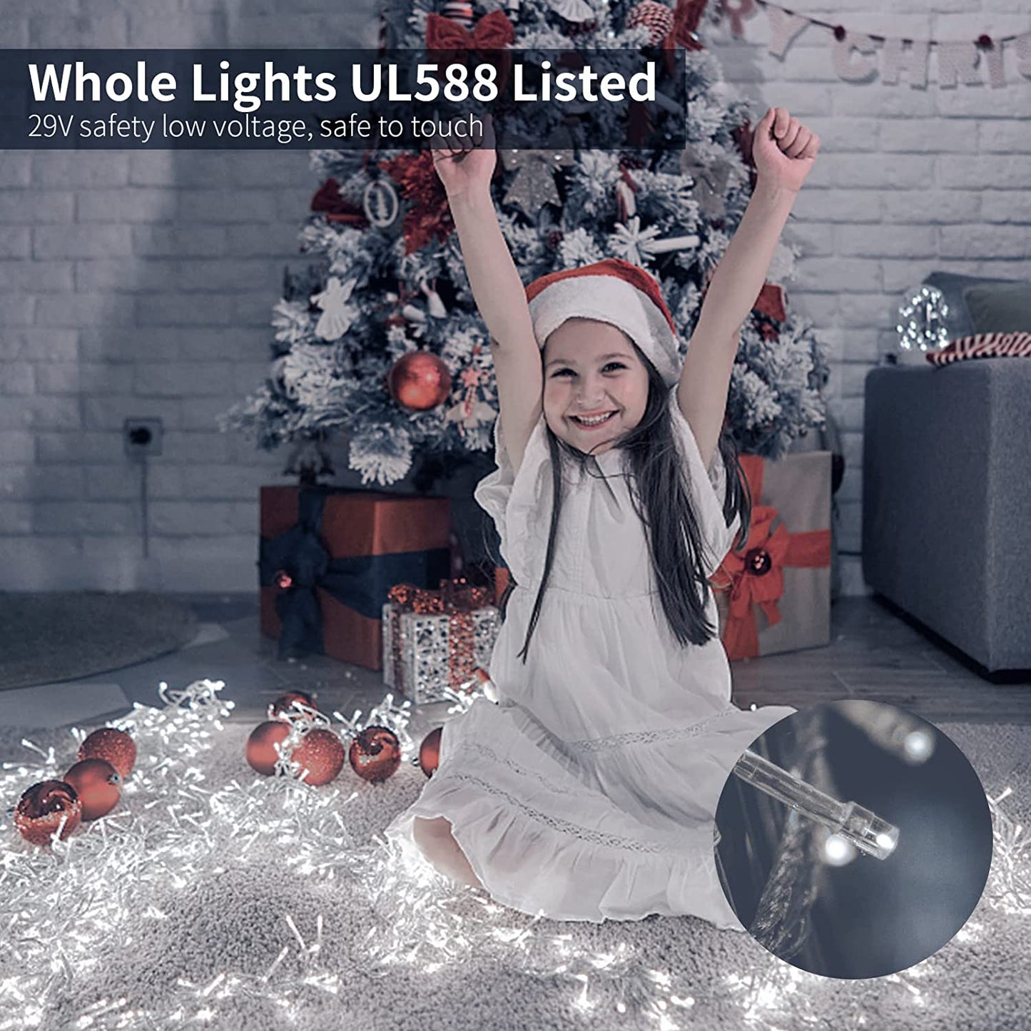 37.41ft 720 LED 144 Drops Cool White Outdoor Plug-In Christmas Icicle Lights