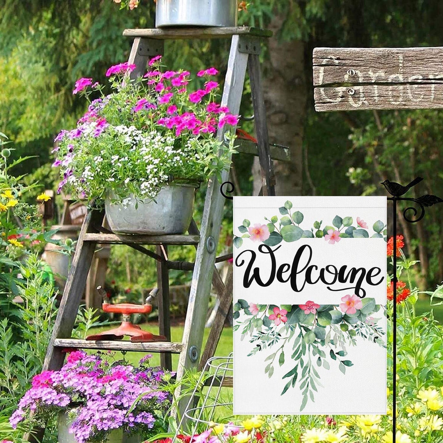 12"x18" Spring Flowers "Welcome" Yard/Garden Flag