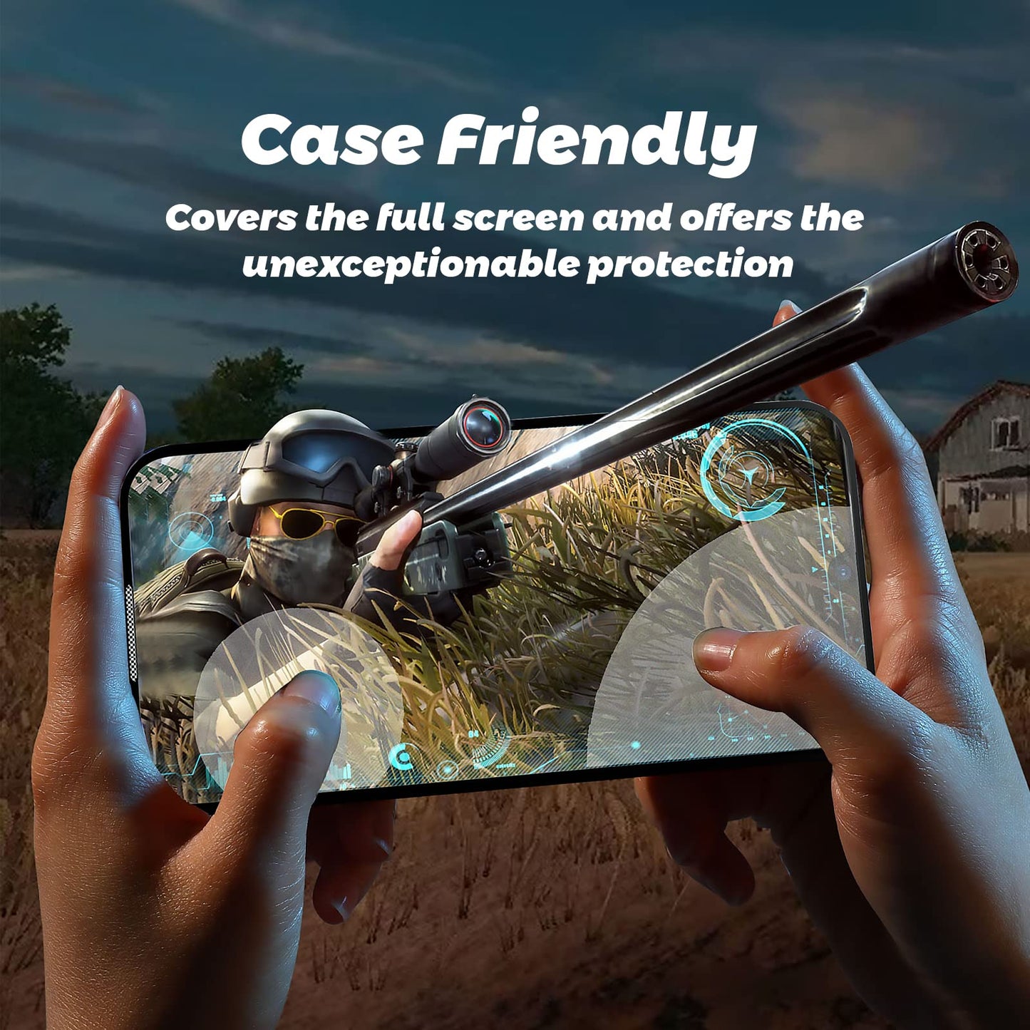2pk iPhone 14 Pro Gaming Screen Protectors w/ Dedicated Frosted Thumb Controls