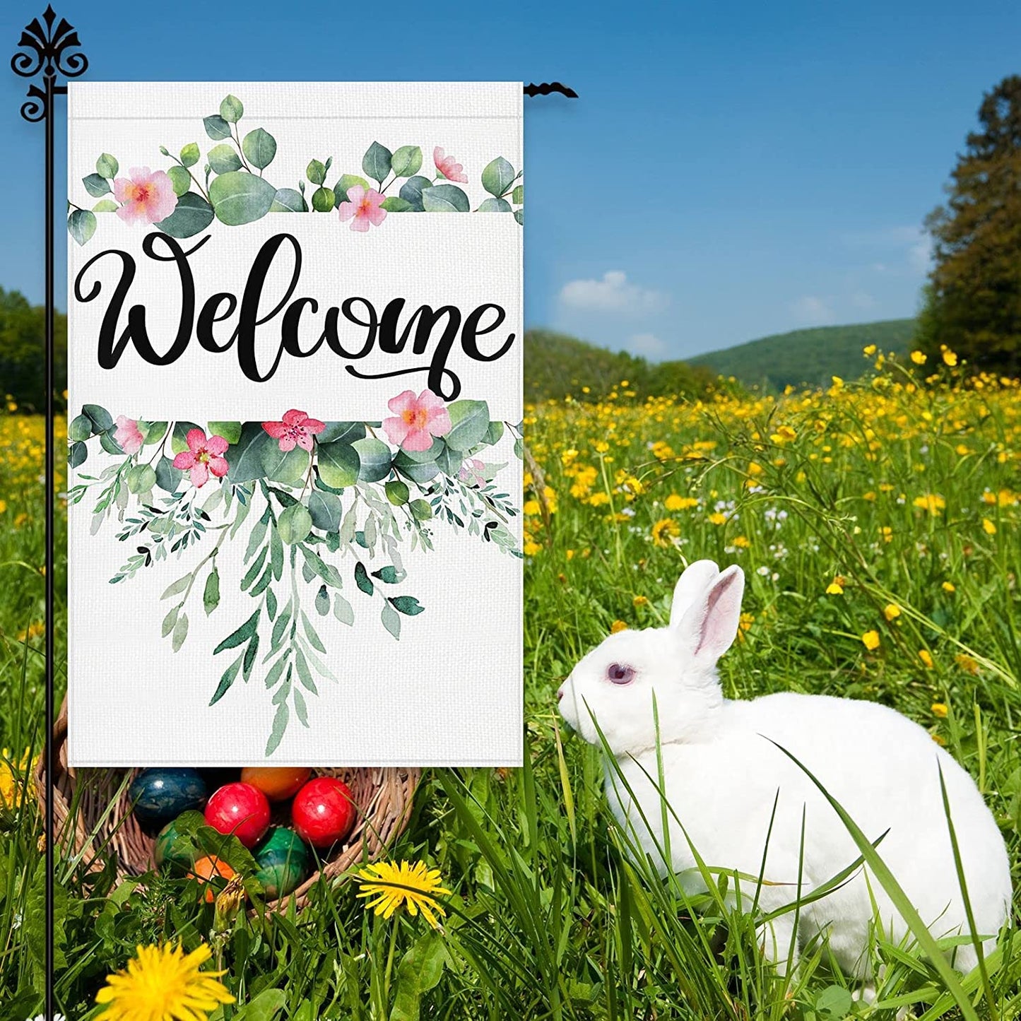 12"x18" Spring Flowers "Welcome" Yard/Garden Flag