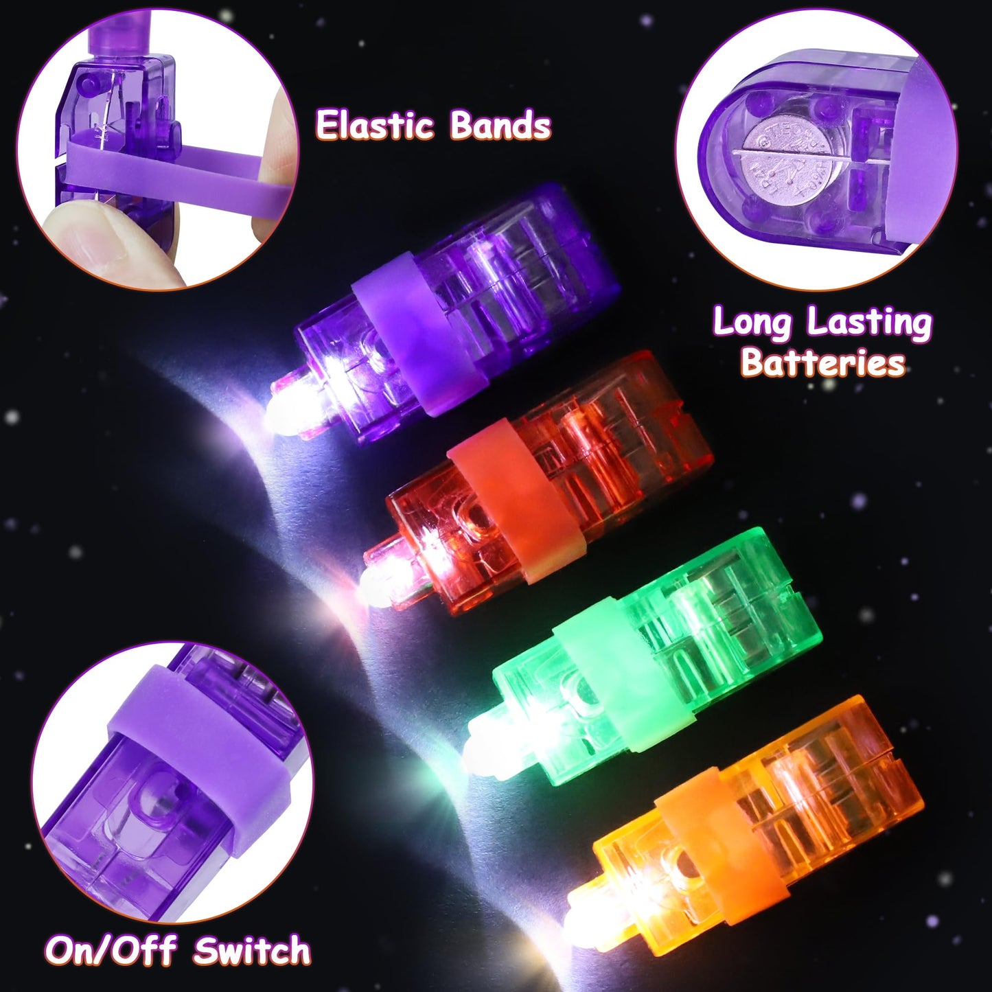 Halloween Party Favors for Kids - 36PCS LED Finger Lights, Glow in the Dark Toys, Halloween Themed Projection, Safe Materials, Ideal for Classroom Prizes, Trick or Treats, Goodie Bag Fillers & Party Gifts