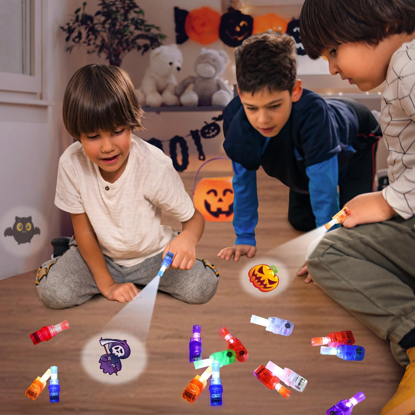 Halloween Party Favors for Kids - 36PCS LED Finger Lights, Glow in the Dark Toys, Halloween Themed Projection, Safe Materials, Ideal for Classroom Prizes, Trick or Treats, Goodie Bag Fillers & Party Gifts