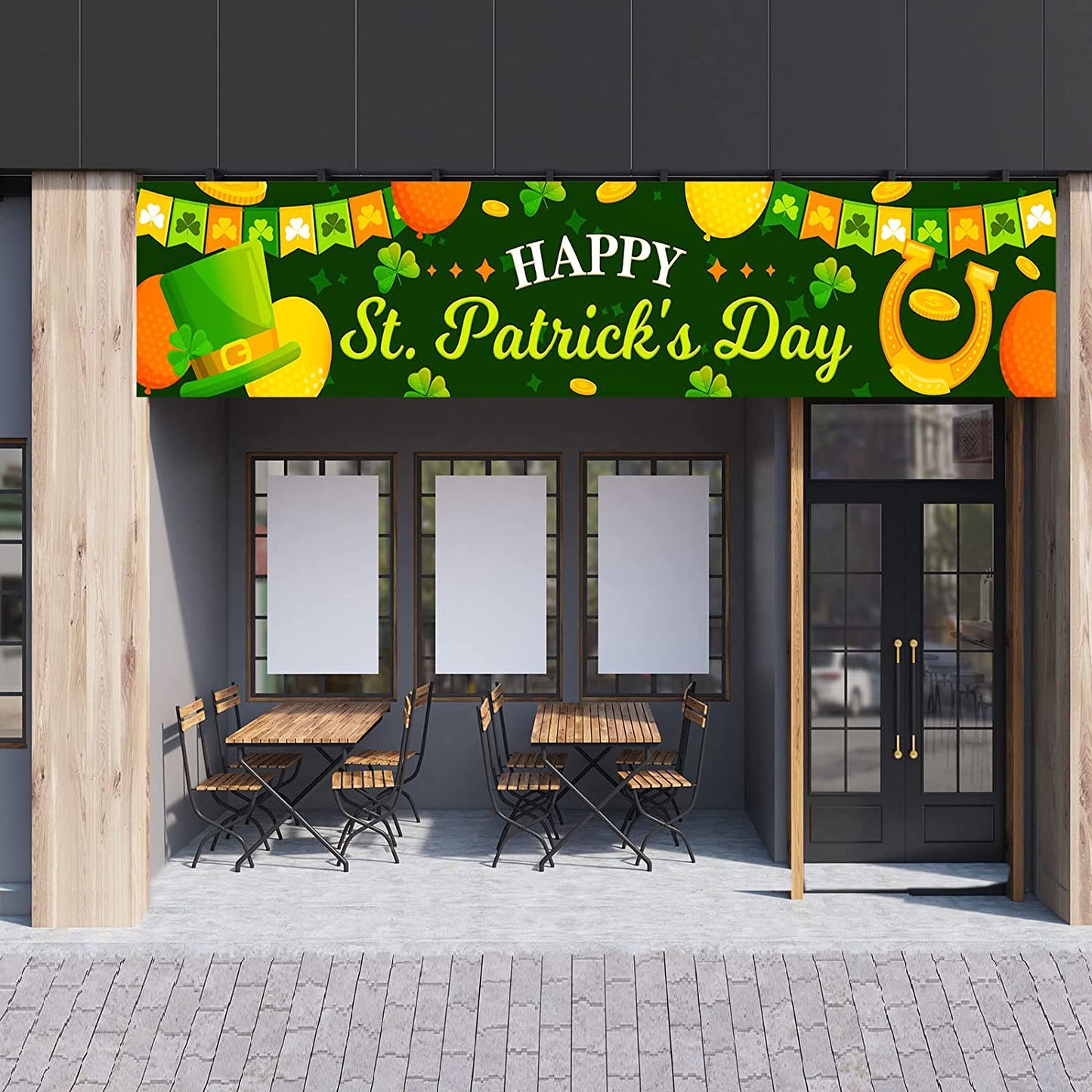 8.2' x 1.48' Happy St. Patrick's Day Banner w/ 32.8' Hanging Strap