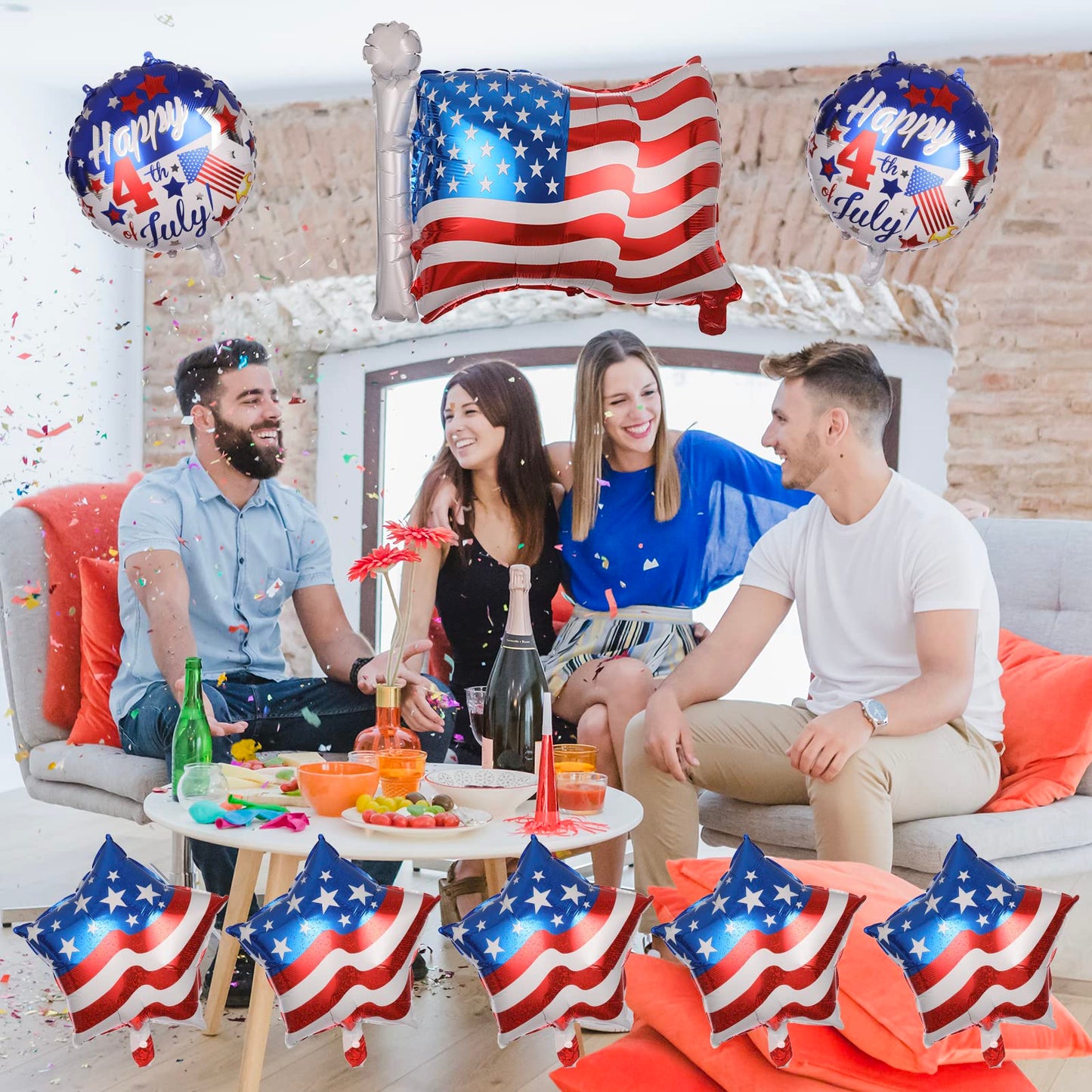 Pack of 8 Reusable Easy to Inflate Durable Premium Quality 4th of July Balloons