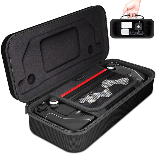 Black Steam Deck Carrying Case w/ Space For Charger & 10 SD Game Cartridges