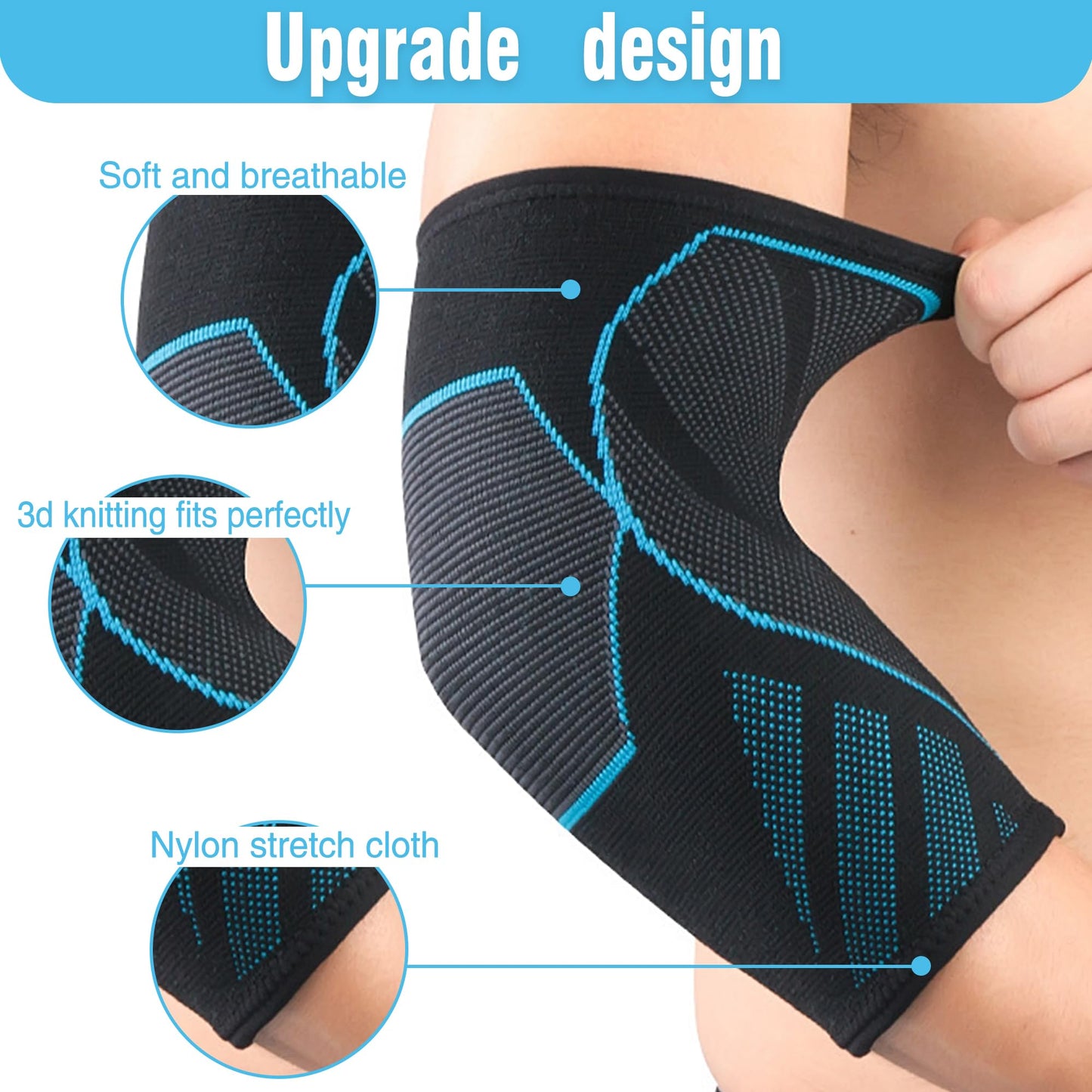 1 Pair Elbow Compression Sleeves: Tackle Tendonitis, Tennis & Golfer's Elbow - Arm Support for Weightlifting & Sports