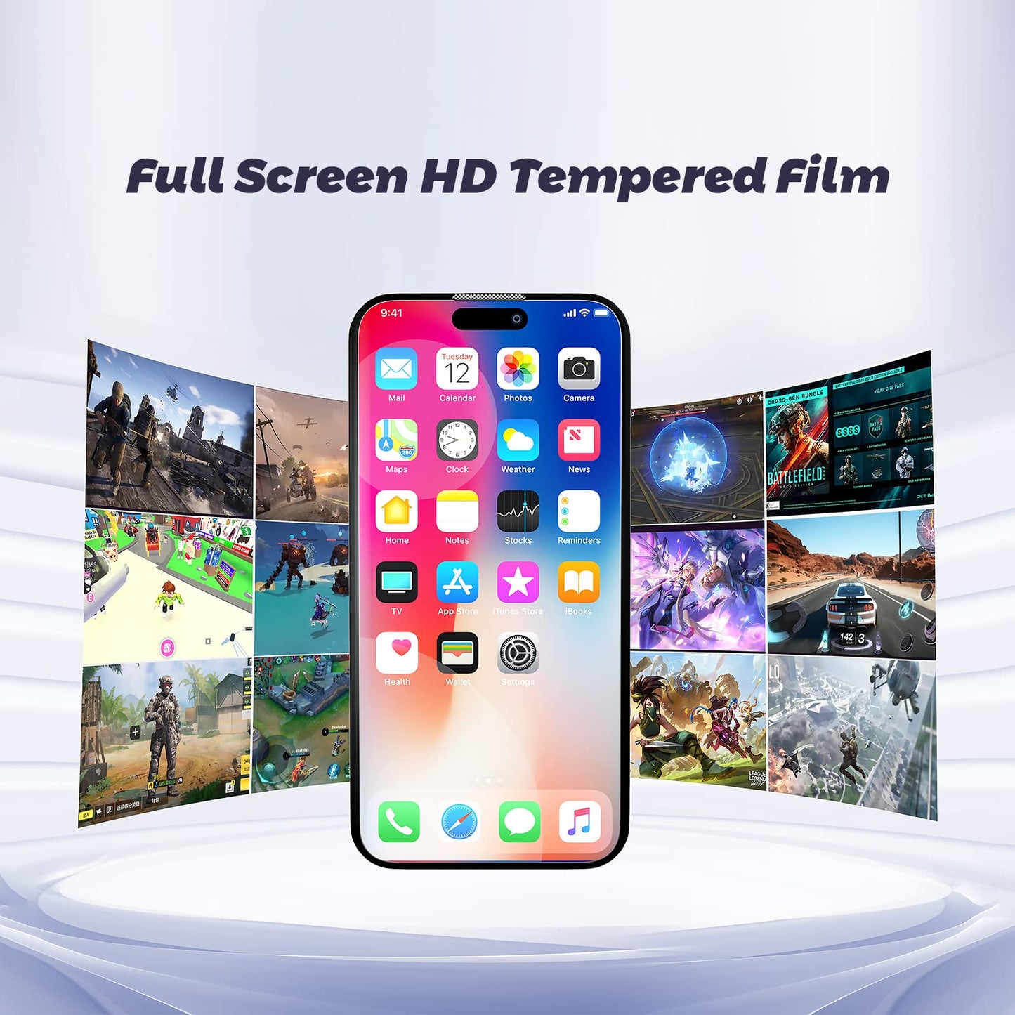 2pk iPhone 14 Pro Gaming Screen Protectors w/ Dedicated Frosted Thumb Controls