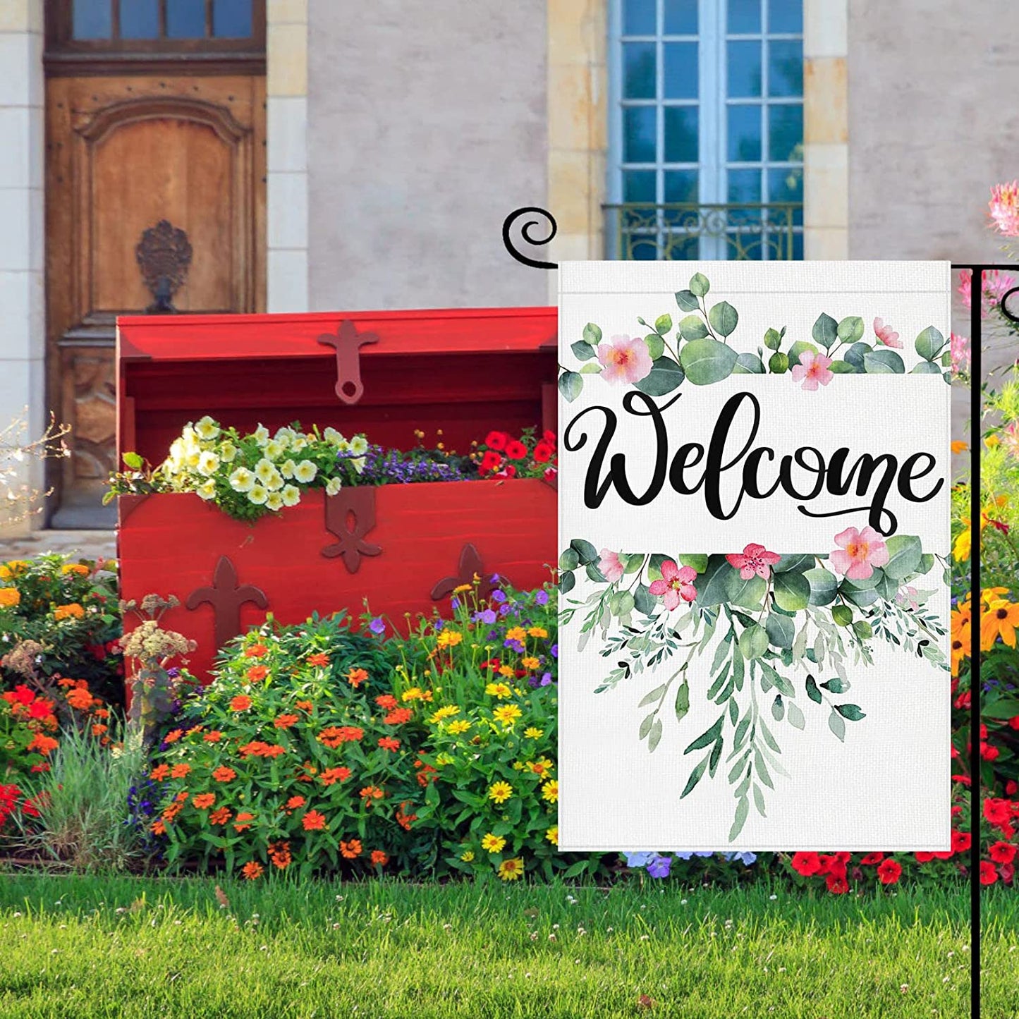 12"x18" Spring Flowers "Welcome" Yard/Garden Flag