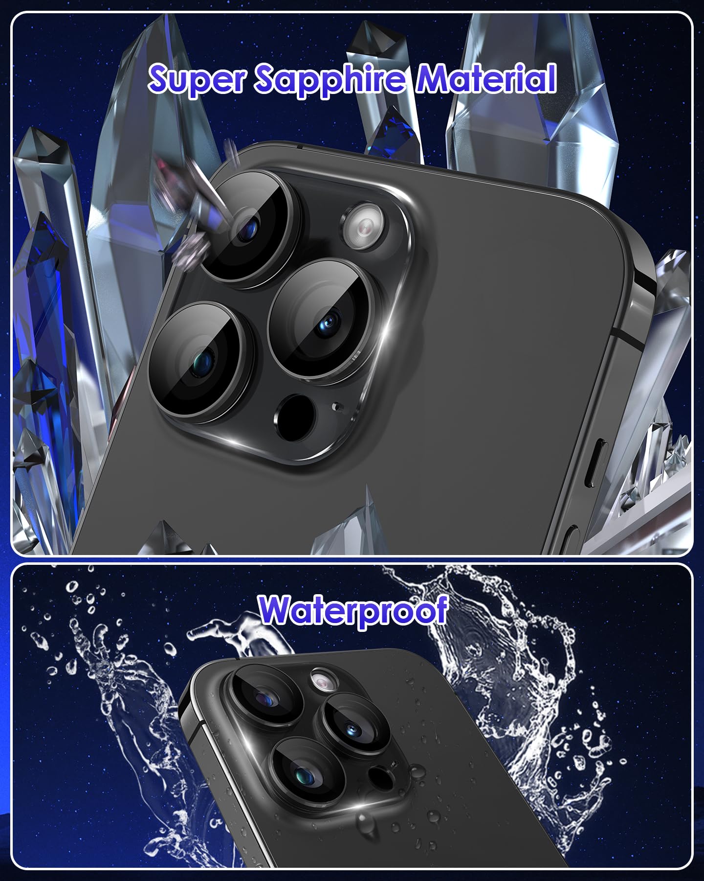 Ultimate Protection for Your iPhone 15 Pro/Pro Max Camera Lens: Discover the Resilience of 9H Tempered Glass Combined with an Acrylic and Aluminium Alloy Ring in Classic Black