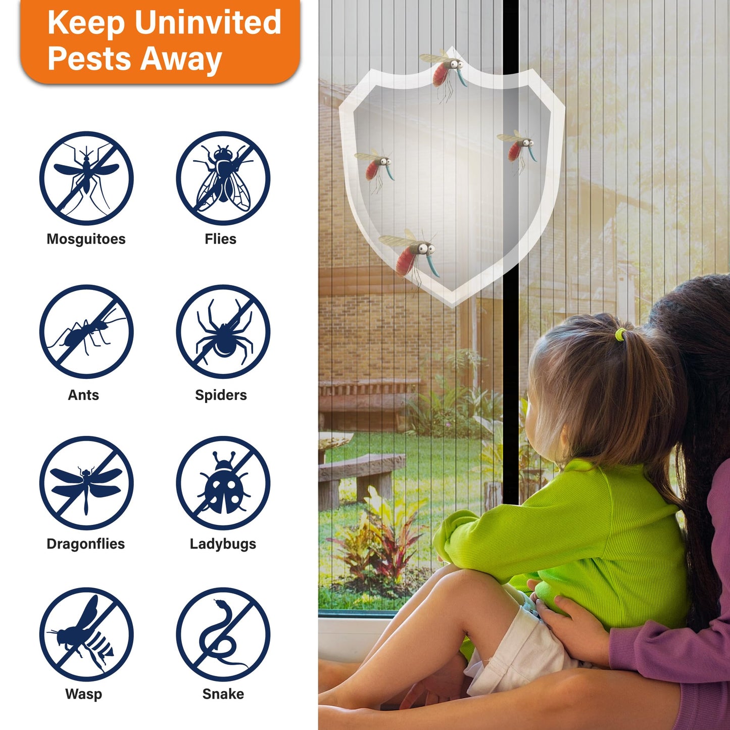 50"x80" Magnetic Screen Door - Bug-Free, Fresh Air Access, Kid & Pet Friendly