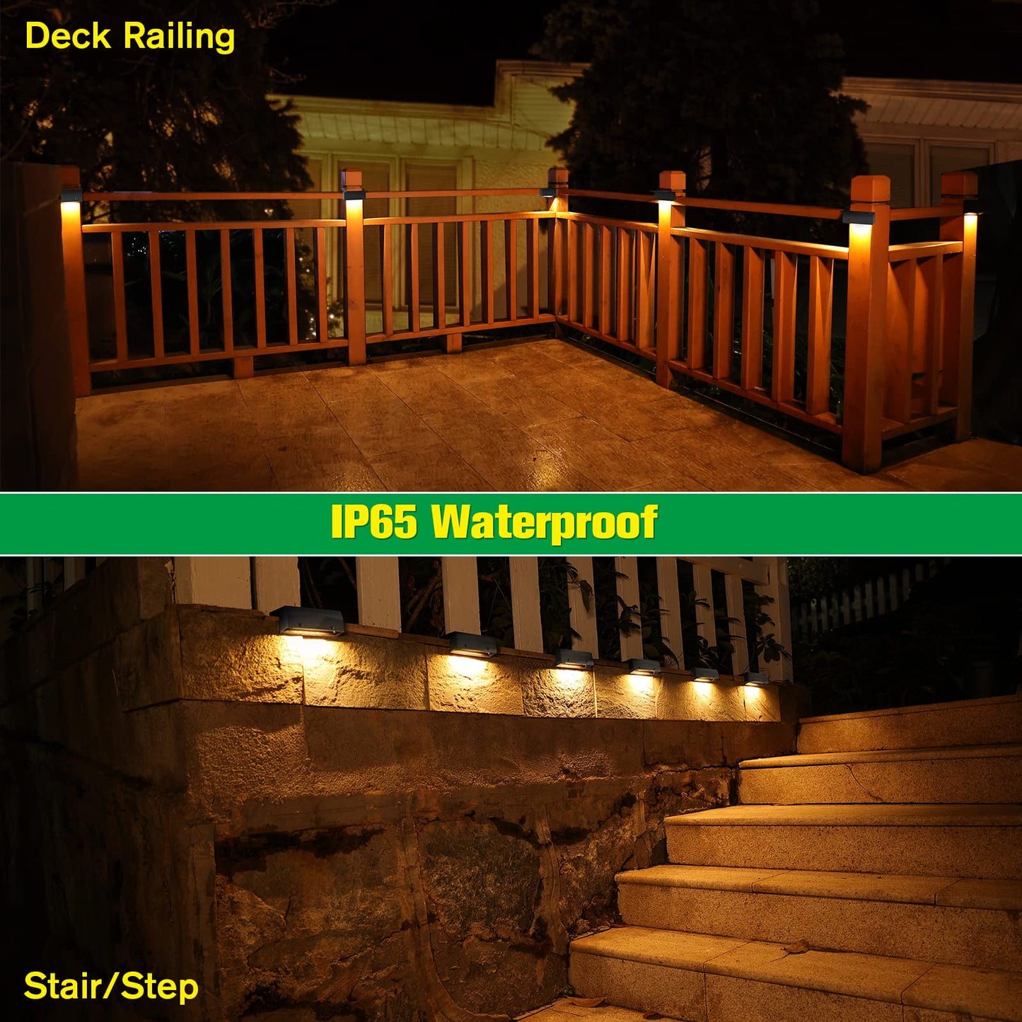 6-Pack Solar Deck Lights Outdoor: 7-Color LED Waterproof Step & Poolside Lights