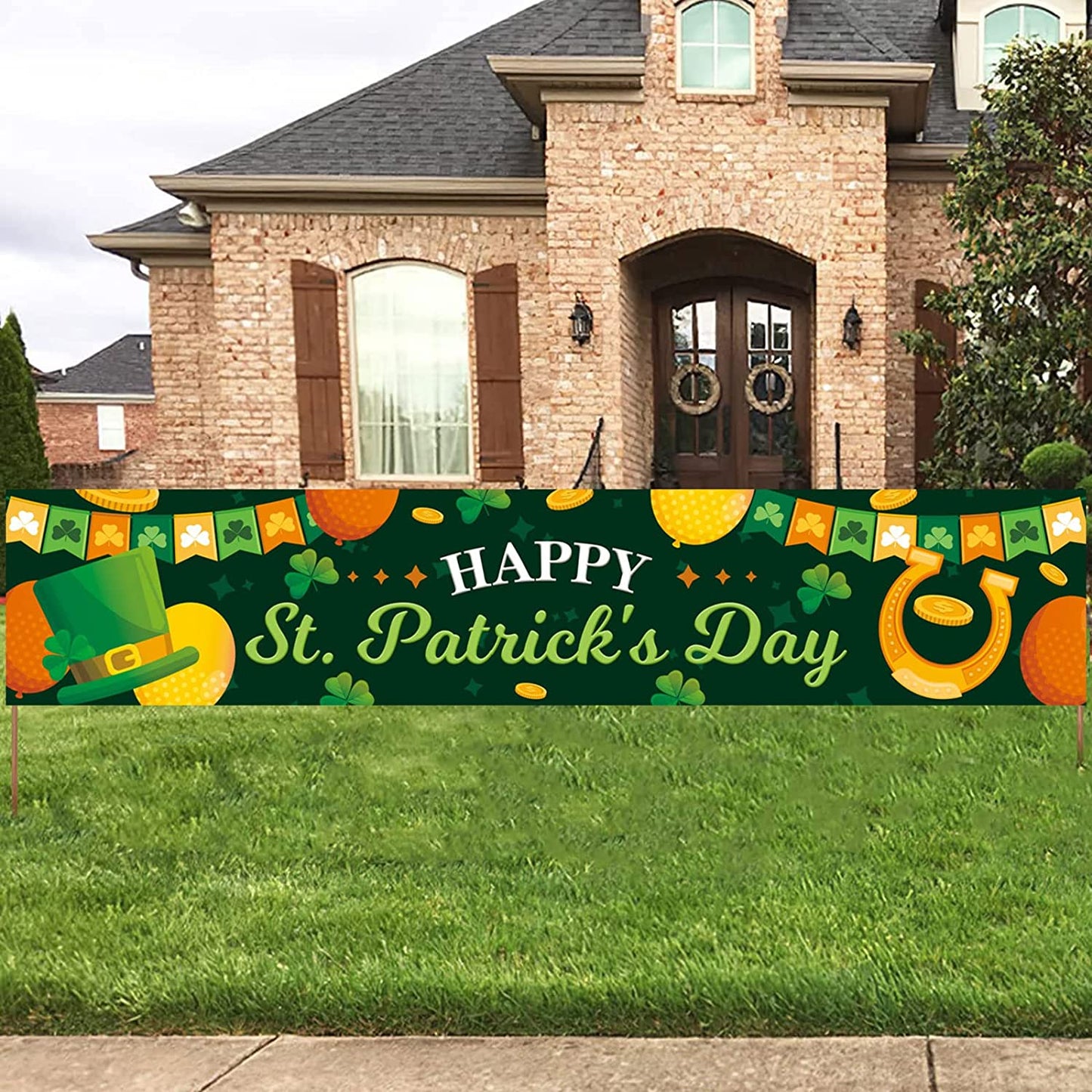 8.2' x 1.48' Happy St. Patrick's Day Banner w/ 32.8' Hanging Strap