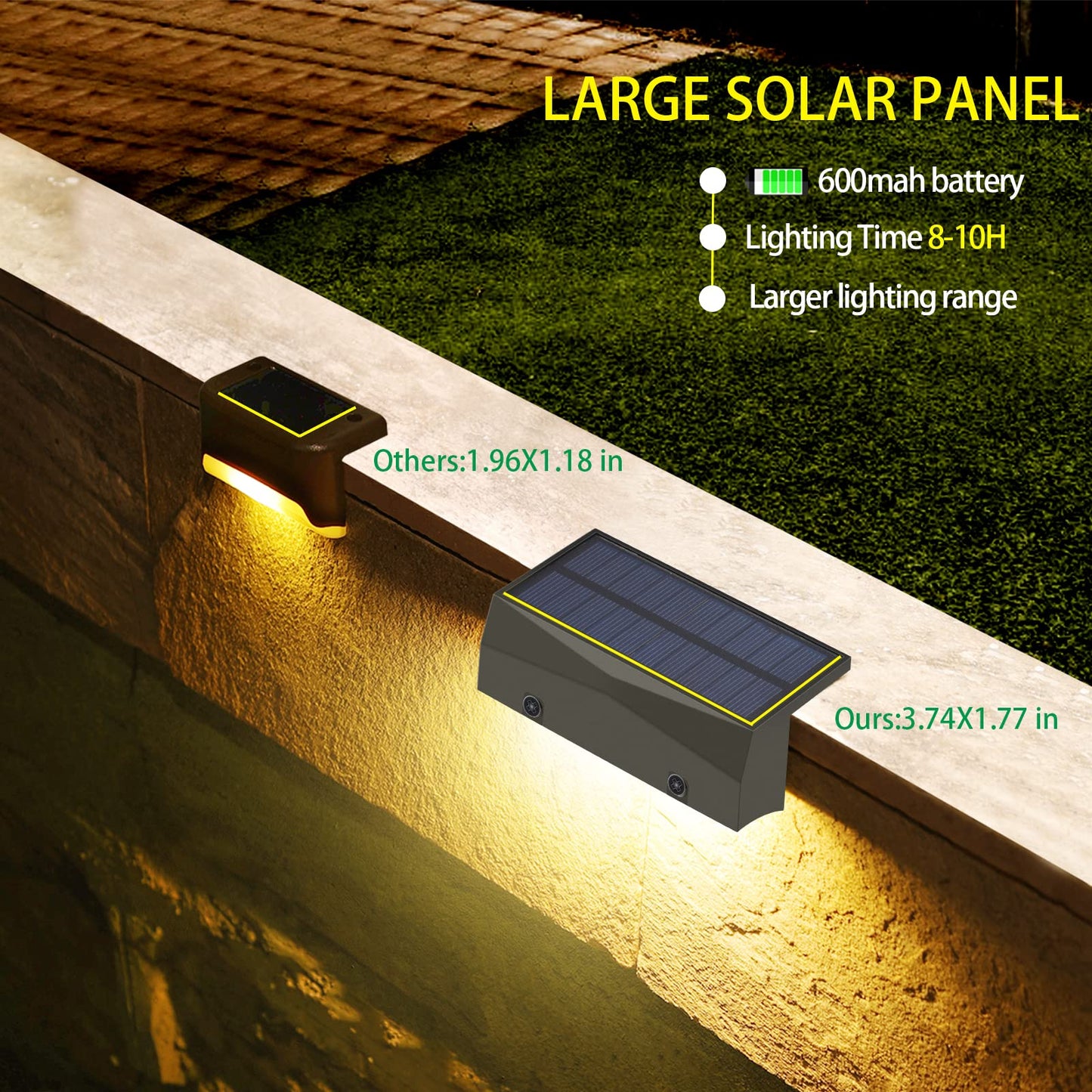 6-Pack Solar Deck Lights Outdoor: 7-Color LED Waterproof Step & Poolside Lights