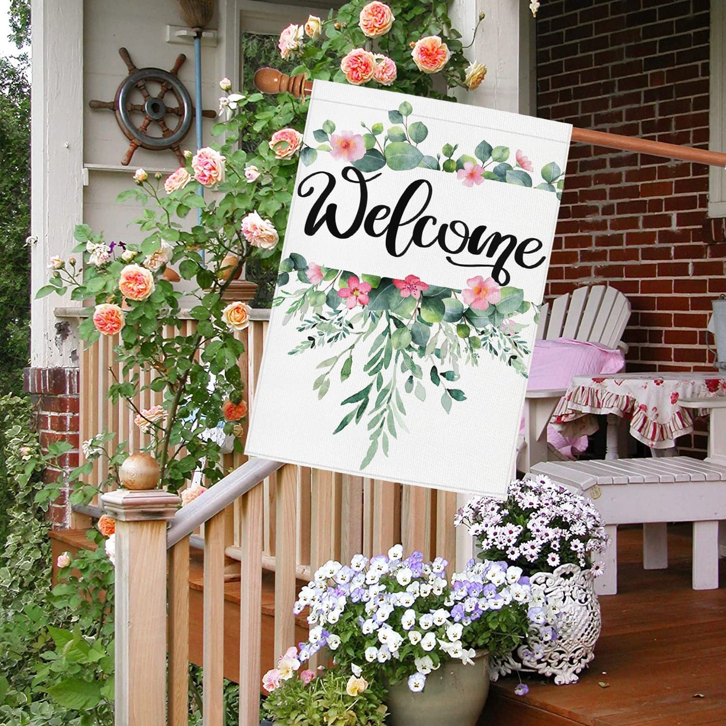12"x18" Spring Flowers "Welcome" Yard/Garden Flag
