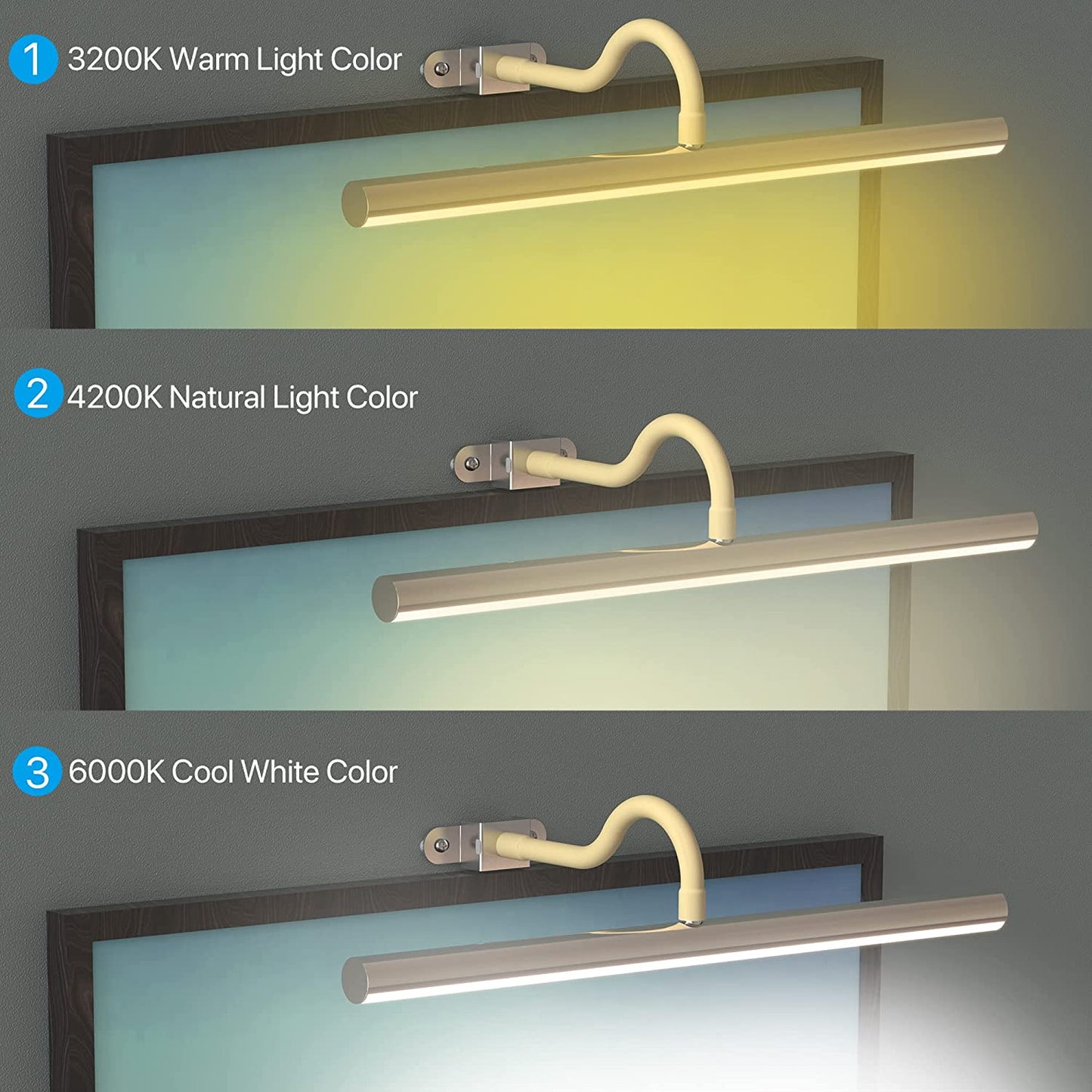 16.6" 10W Dimmable LED Metal Art/Picture Lamp w/ Gooseneck Arm & 3 Light Modes