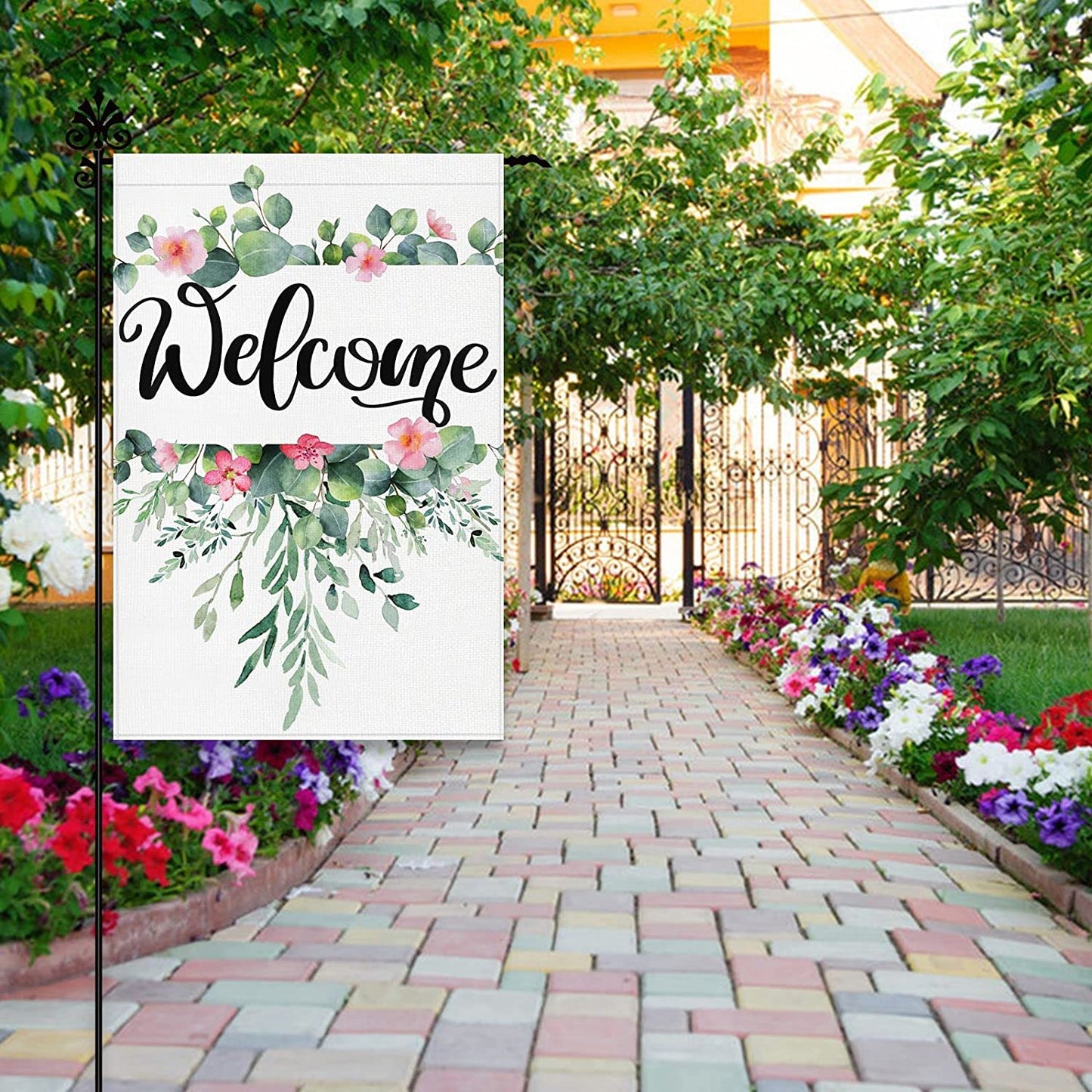 12"x18" Spring Flowers "Welcome" Yard/Garden Flag