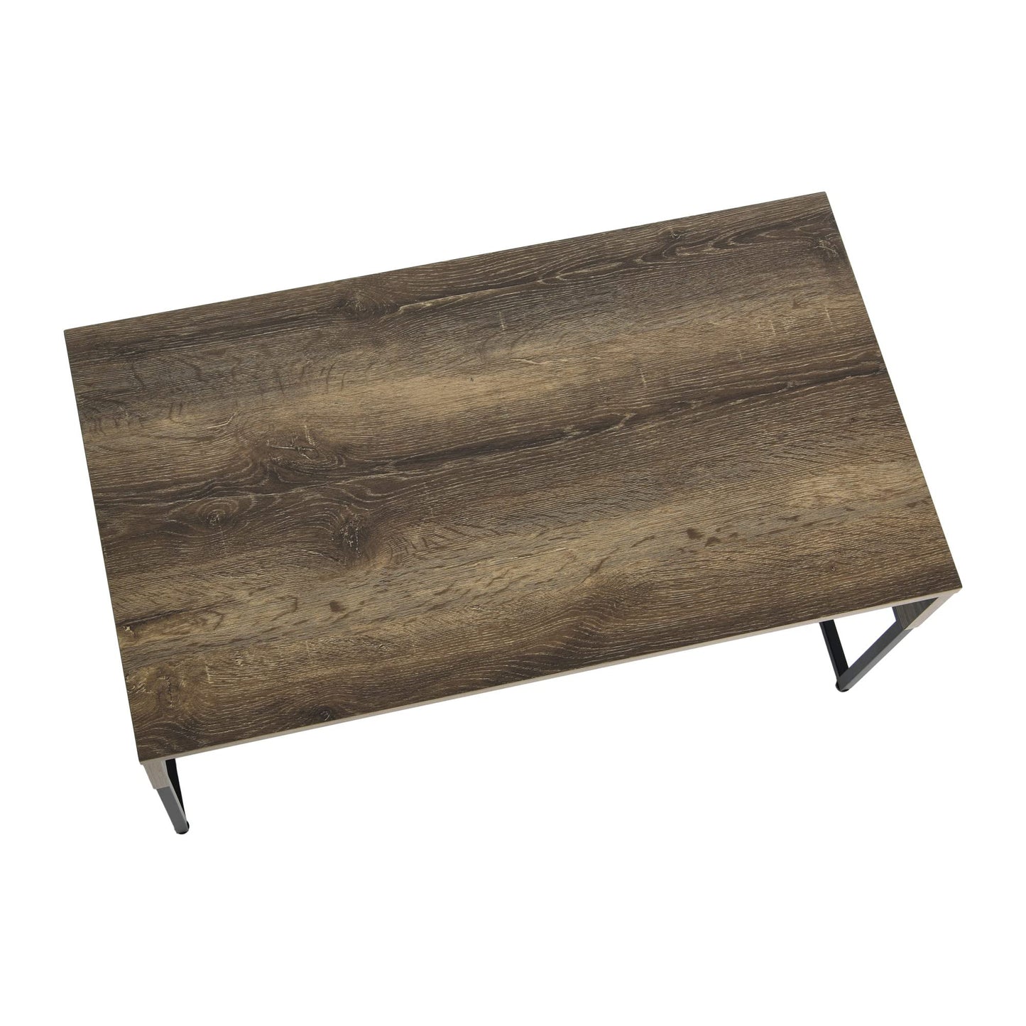 Household Essentials Wrap Rectangular Coffee Table Ashwood Rustic Wood Grain and Black Metal