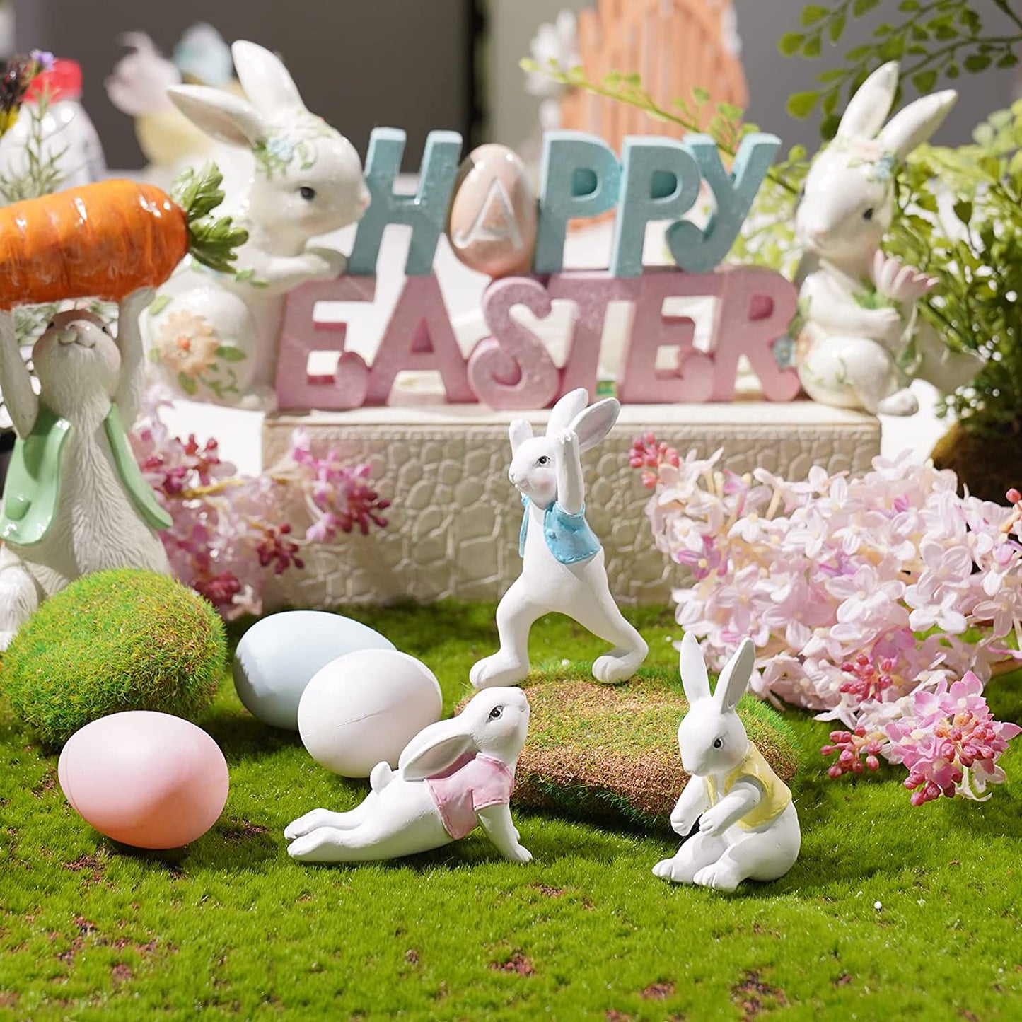 3pcs Easter Bunny Yoga Figurines