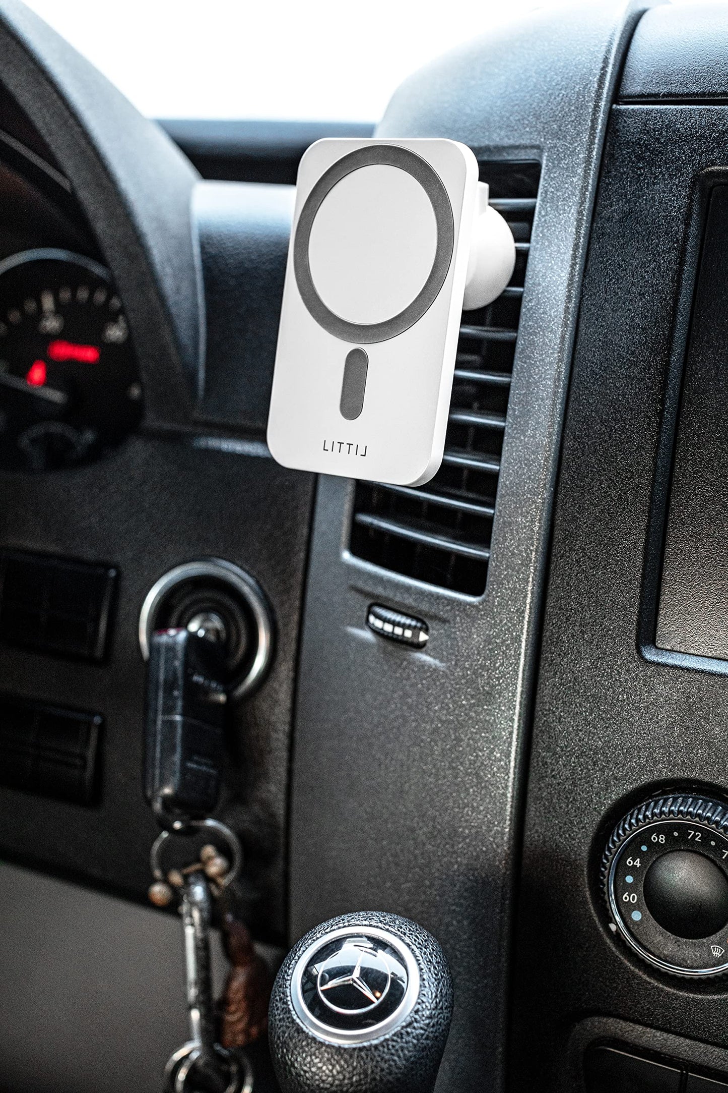 Road Trip Magnetic Wireless Charger for iPhone 12/13 Pro, Max, Mini: Vent Install, Monochromatic Design, Strong Magnet for Secure Travel