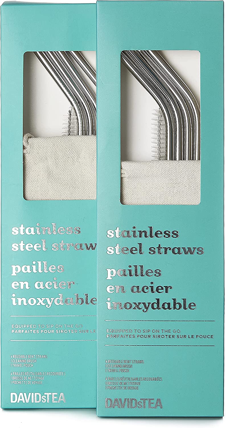 8pk 3/16" Reusable Stainless Steel Metal Drinking Straws w/ 2 Cleaning Brushes
