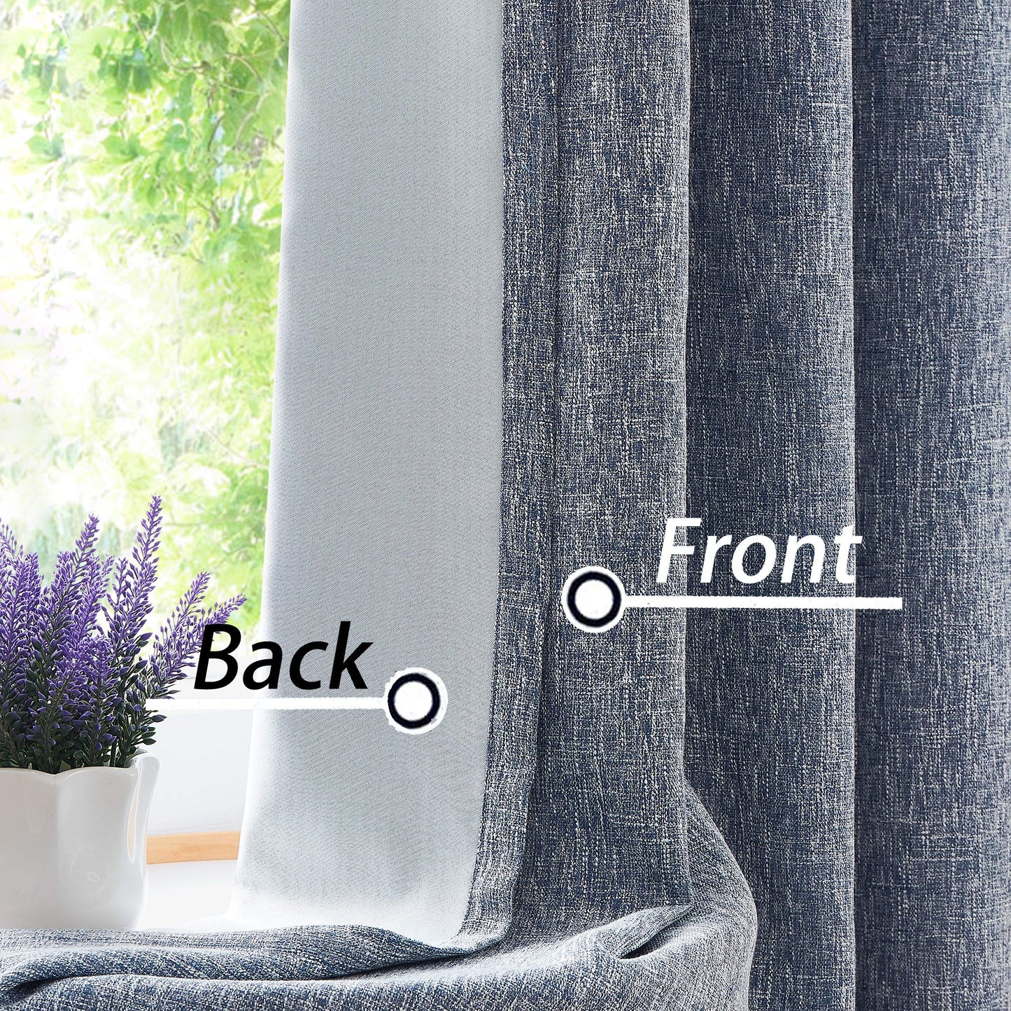 1 Panel Navy Solid Moderate Blackout Curtain, Heavy Linen Texture, Room Darkening, Noise Reducing, 50"x95", 8 Grommets Top for Stylish Home Decor