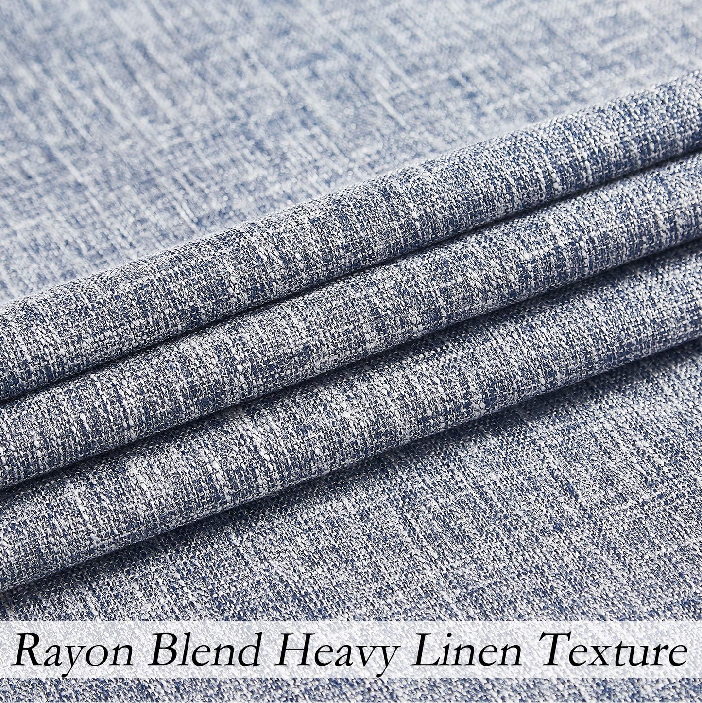 1 Panel Navy Solid Moderate Blackout Curtain, Heavy Linen Texture, Room Darkening, Noise Reducing, 50"x95", 8 Grommets Top for Stylish Home Decor