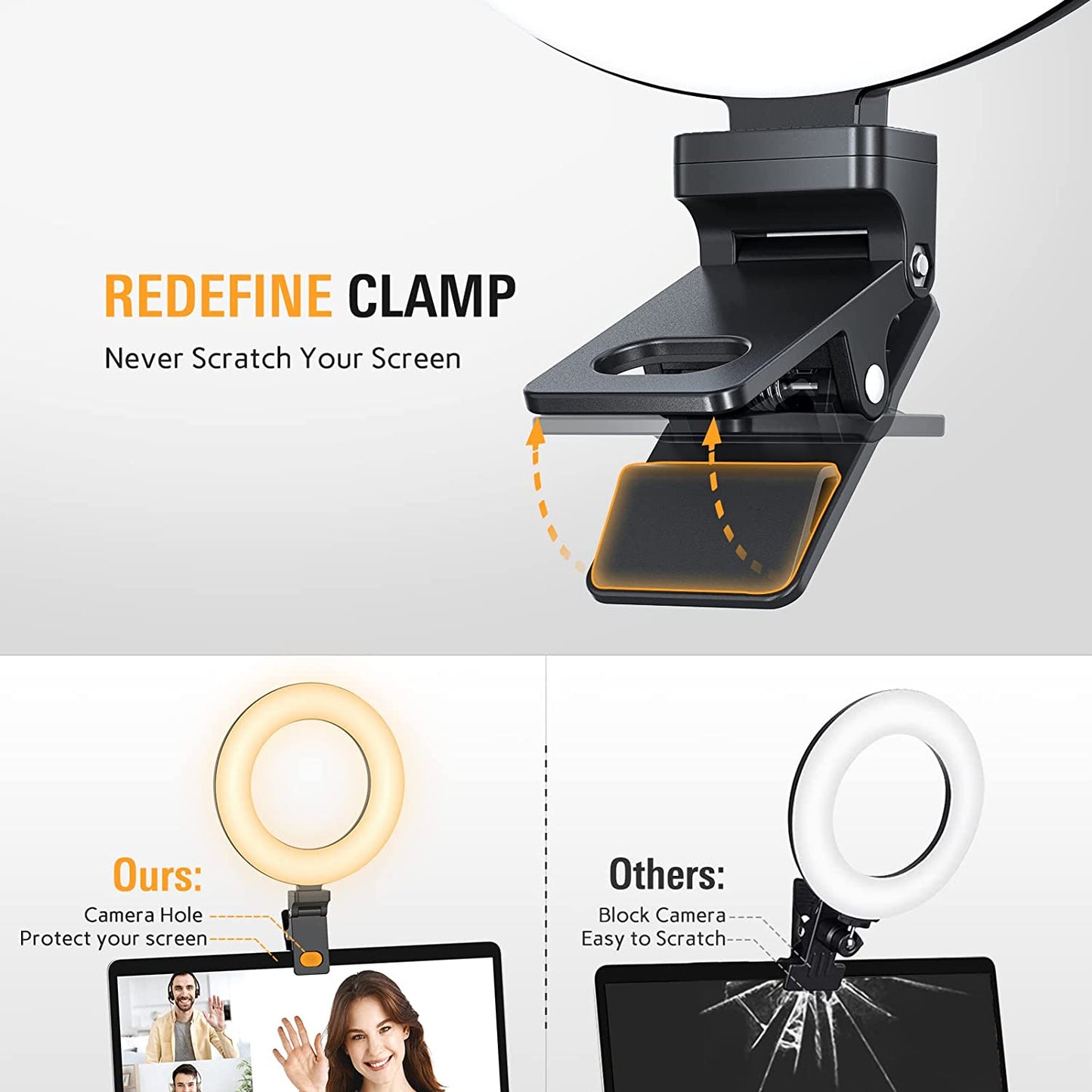6.5" Clip-On Video Conference Ring Light for Zoom/Remote Working/Live Streaming