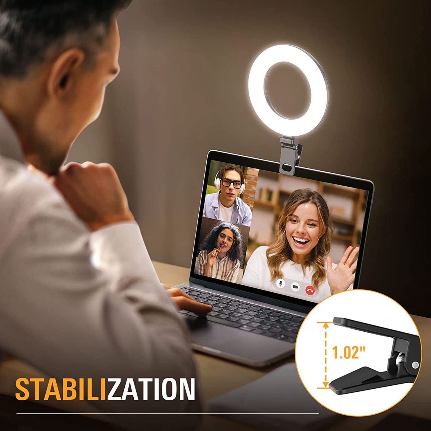 6.5" Clip-On Video Conference Ring Light for Zoom/Remote Working/Live Streaming